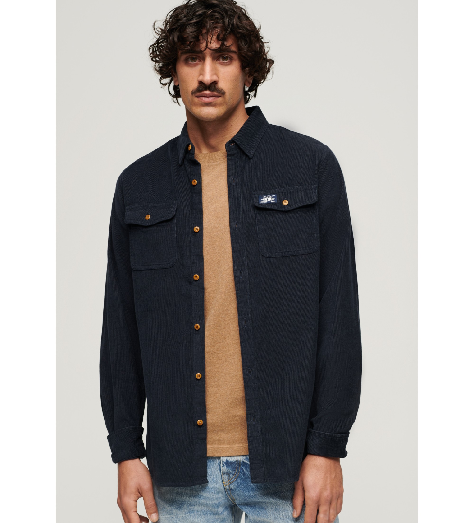 Superdry Herren Trailsman Cordhemd mit Lockerer Passform Marineblau - Größe: S