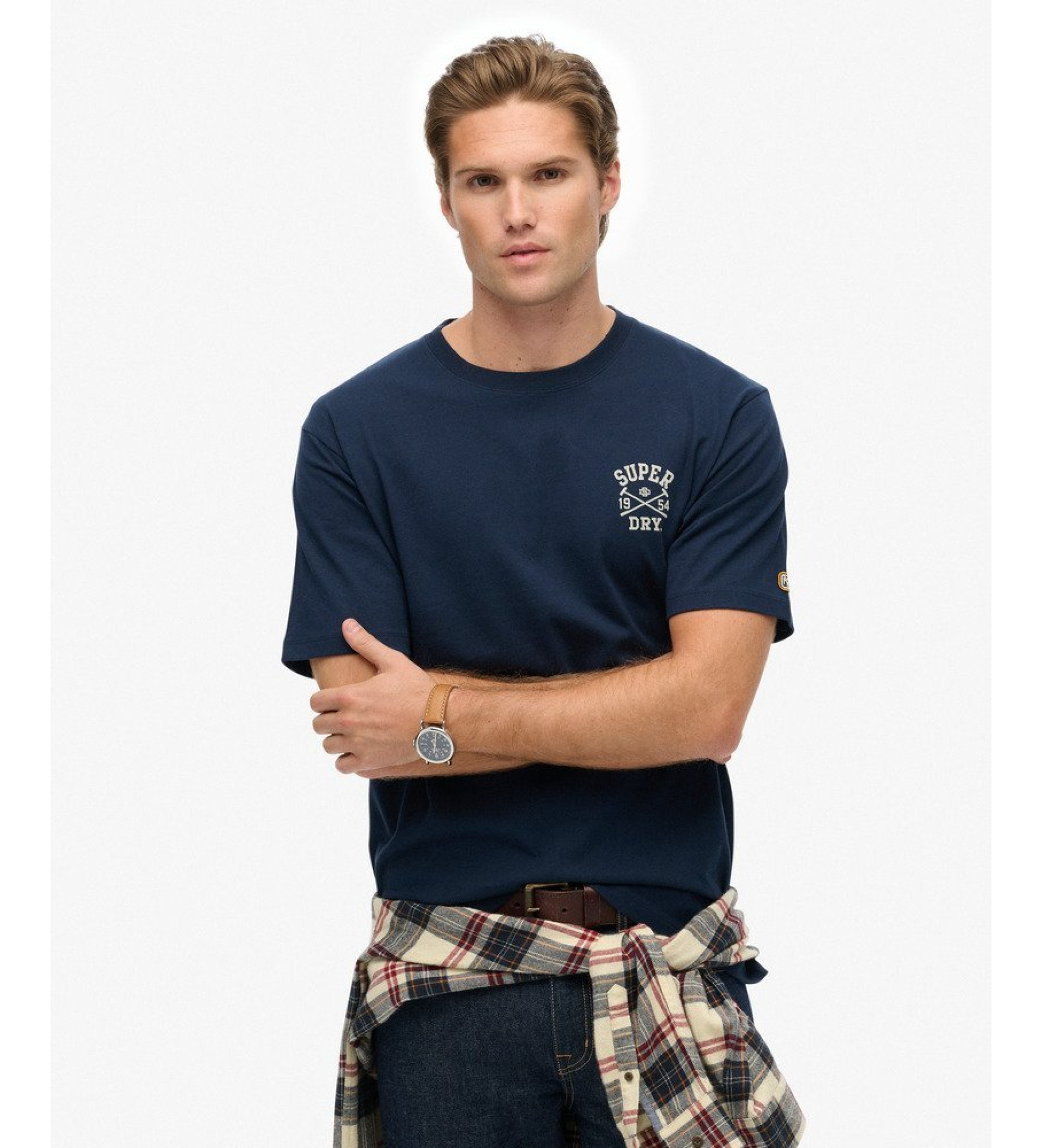 Superdry für Herren. M1012283A Athletic Club navy T-Shirt (S), Lässig, Baumwolle, Kurzarm, Marine