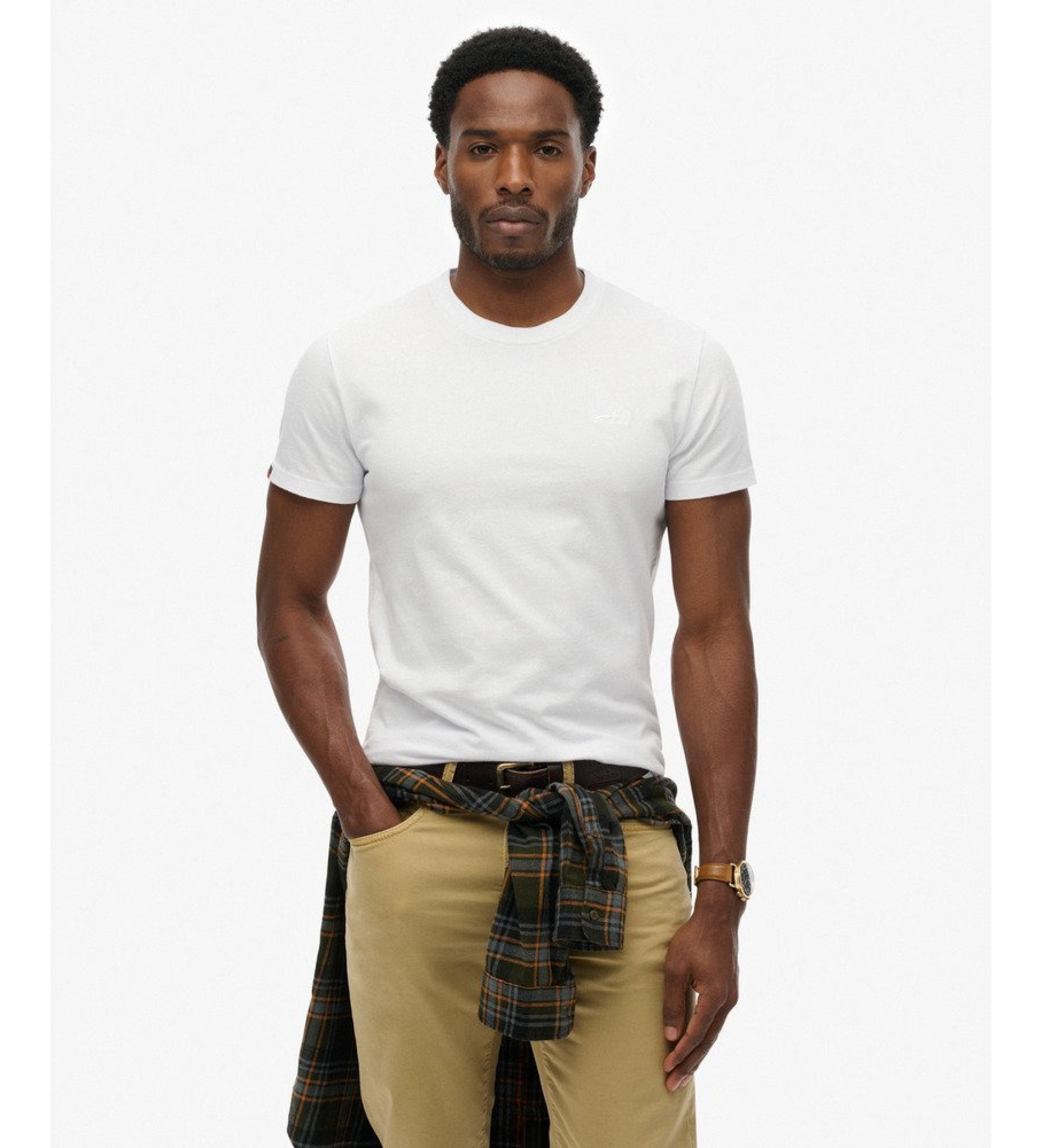 Superdry für Herren. M1011245A Essential Logo-T-Shirt weiß (S), Lässig, Baumwolle, Kurzarm