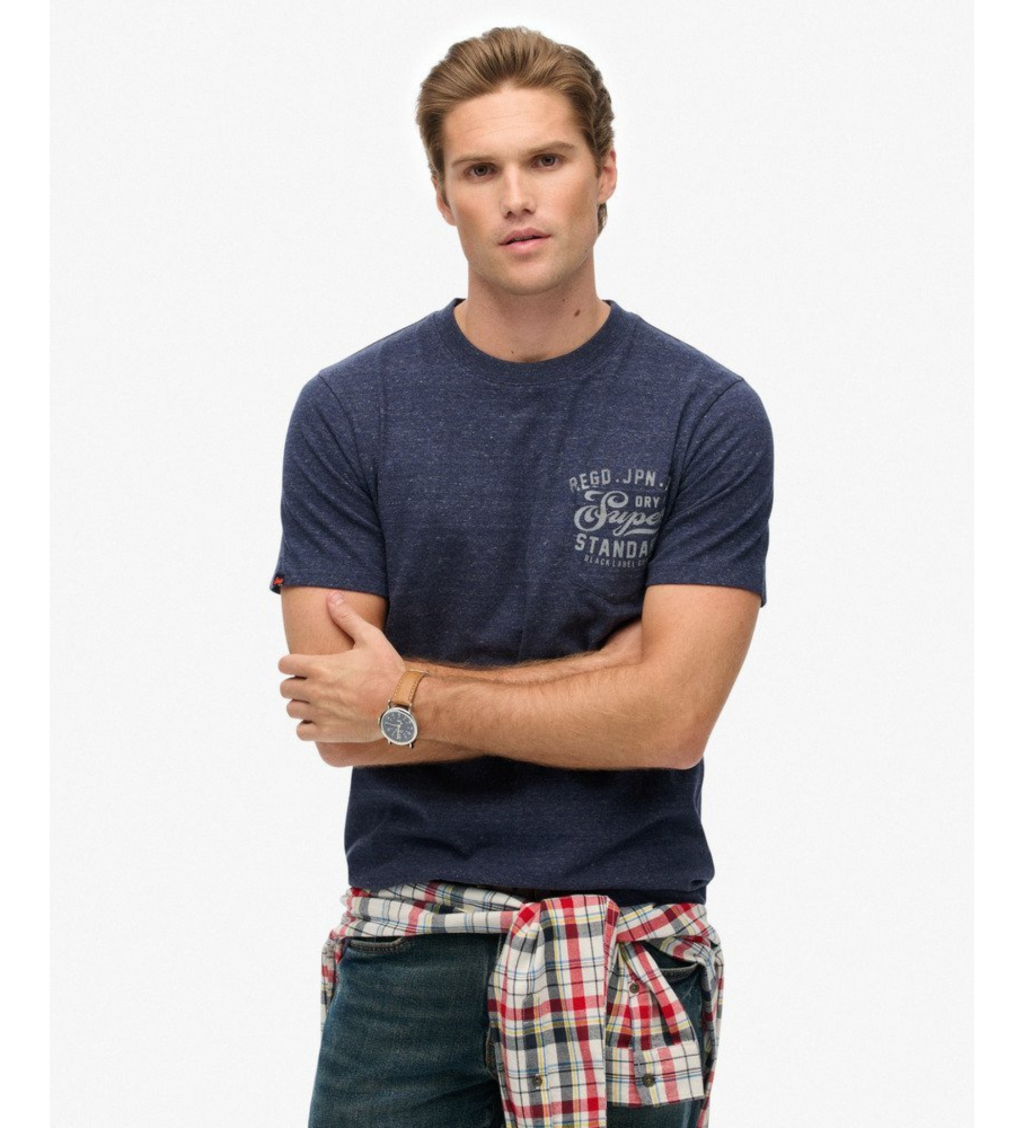 Superdry für Herren. M1012276A Entspanntes Industrial-T-Shirt navy (S), Lässig, Baumwolle, Kurzarm, Marine