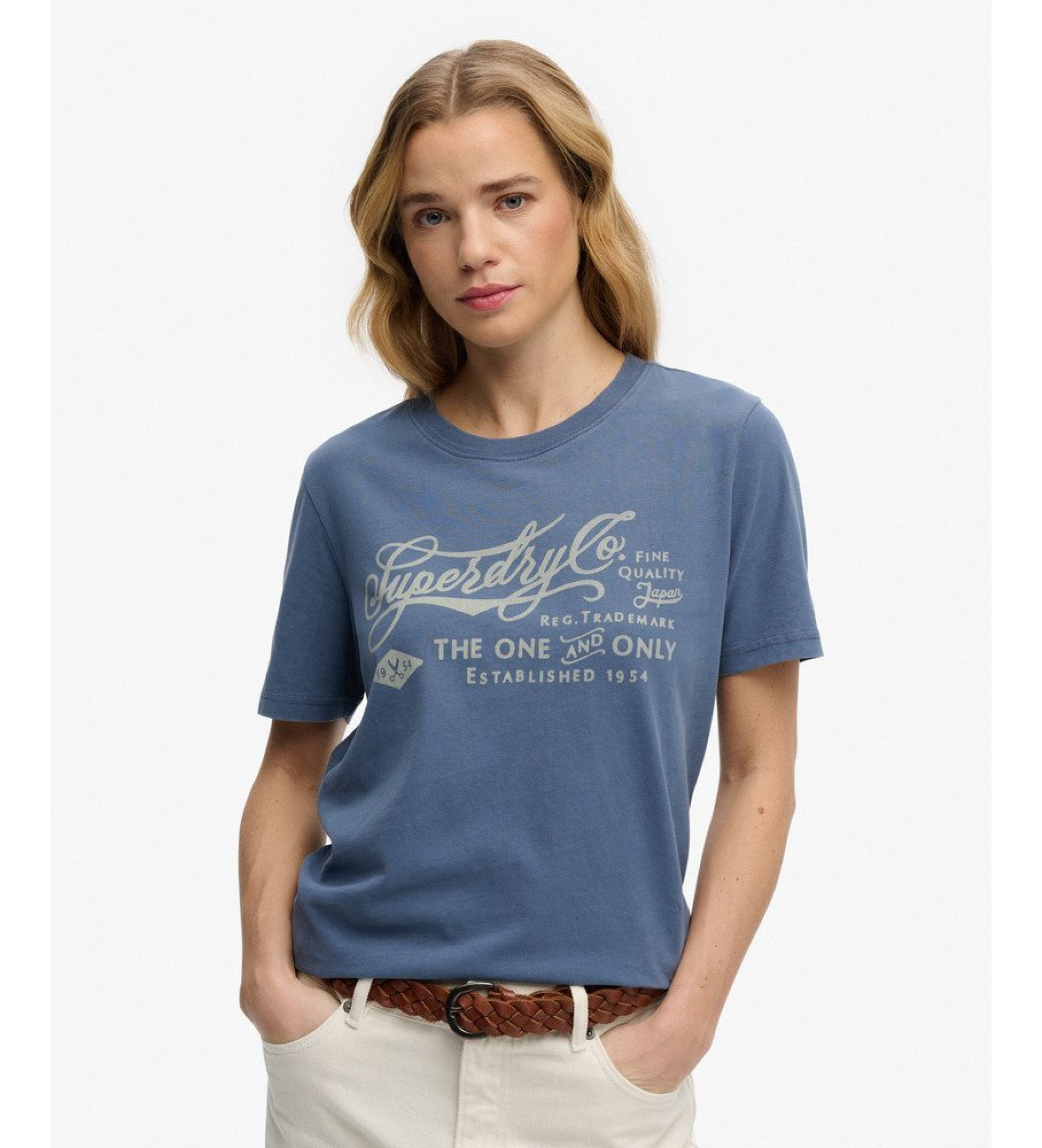 Superdry für Damen. W1011850A Insutry Worker T-shirt blau (M), Lässig, Baumwolle, Kurzarm