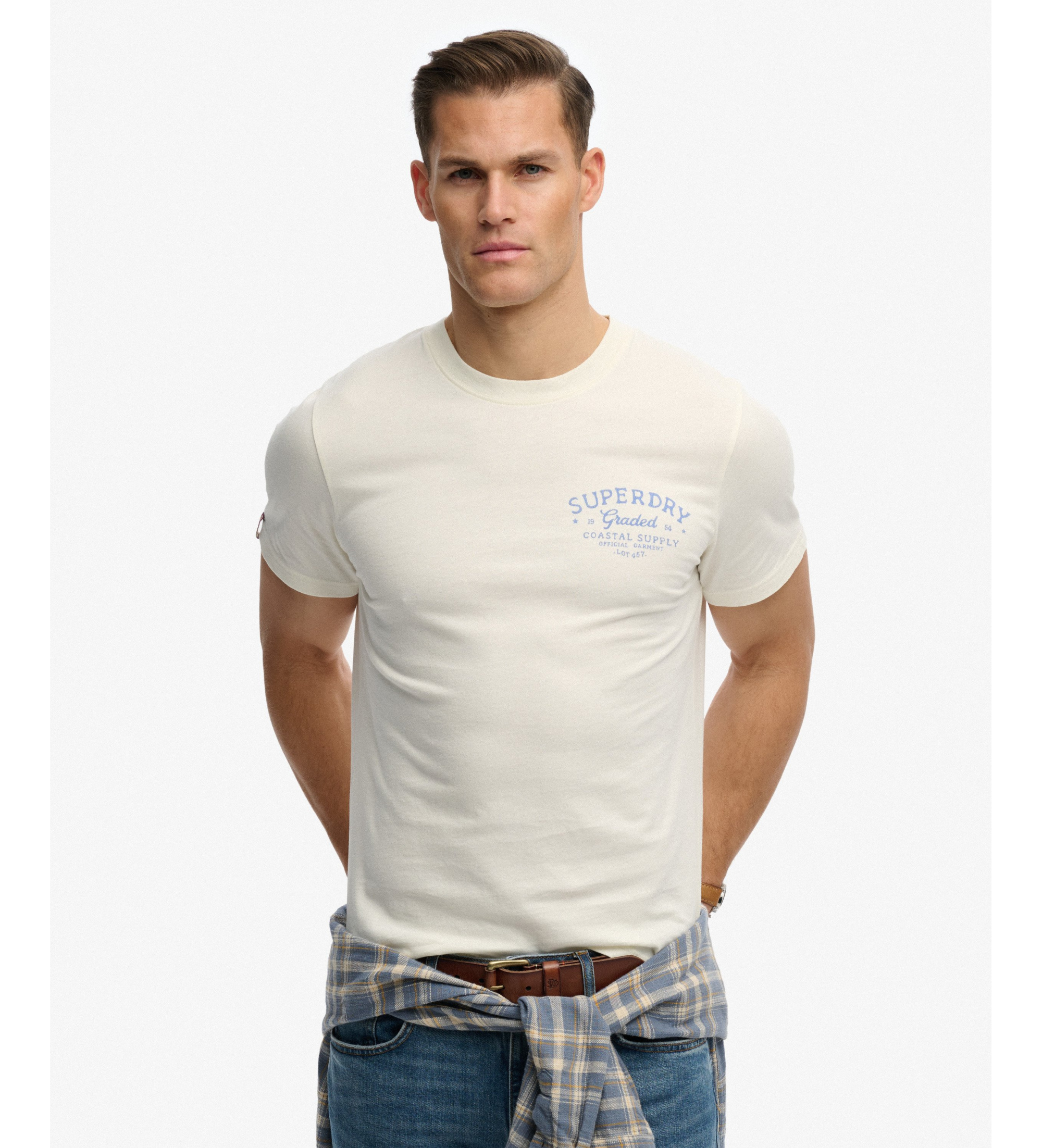 Superdry für Herren. M1012353A Lo-fi Dockside T-shirt off-white (XXL), Weiß, Lässig, Baumwolle, Kurzarm