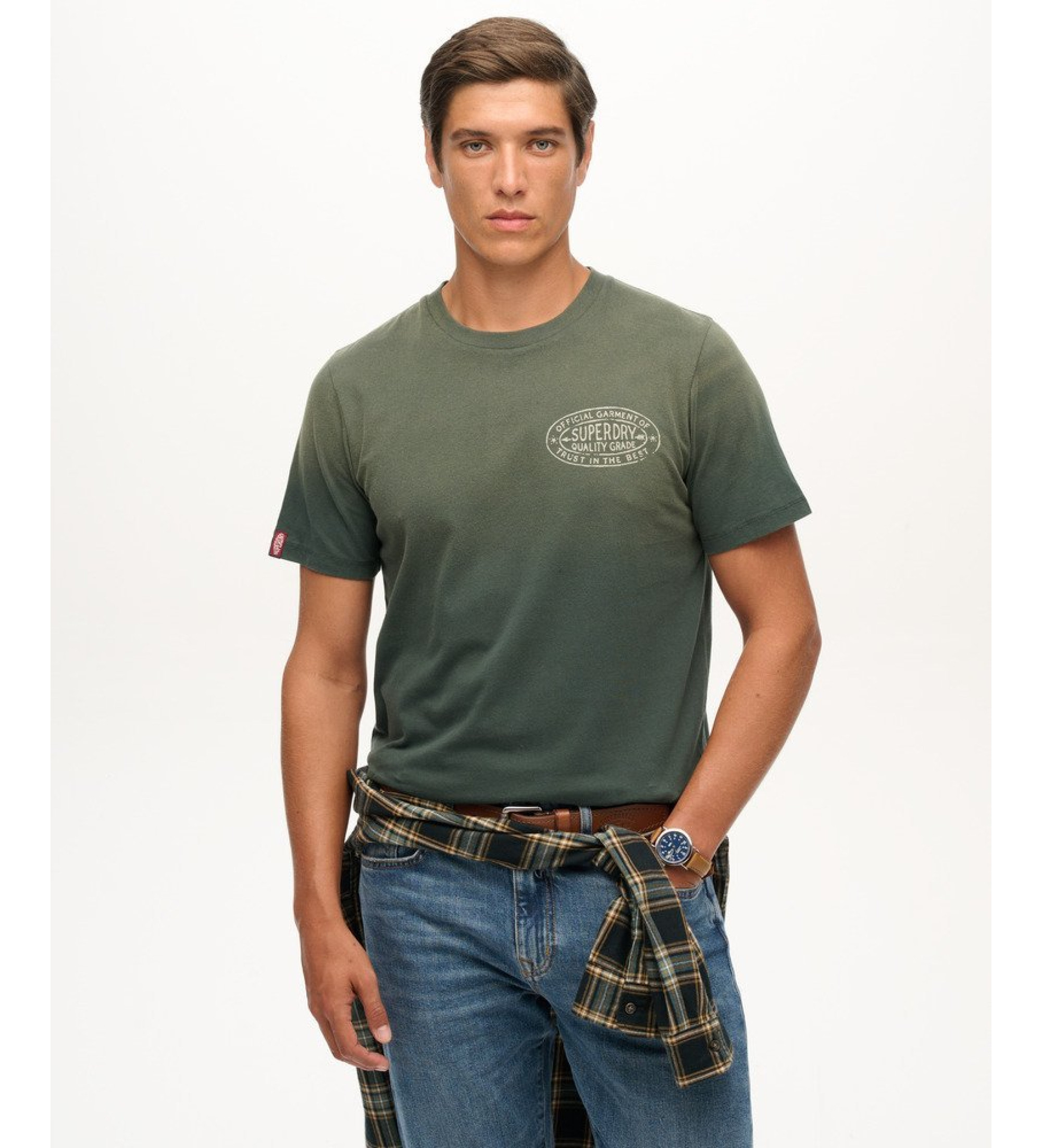 Superdry für Herren. M1012241A Lofi-T-Shirt grün (XL), Lässig, Baumwolle, Kurzarm