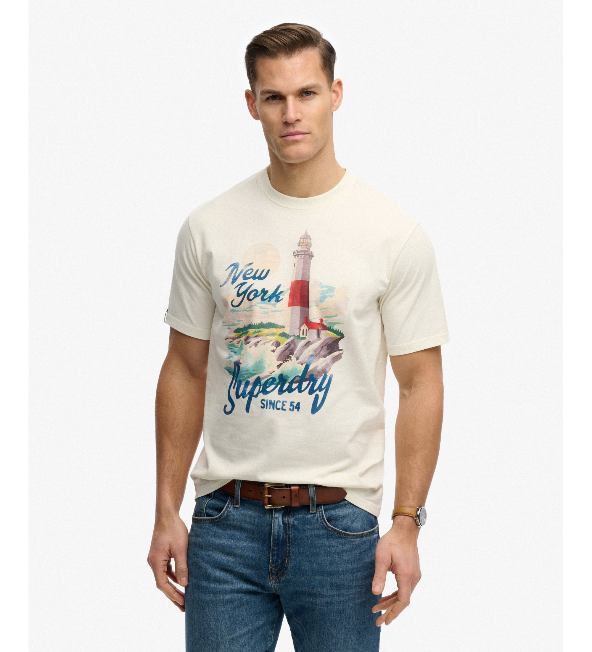 Superdry für Herren. M1012355A Matitime Lose T-shirt weiß (S), Lässig, Baumwolle, Kurzarm