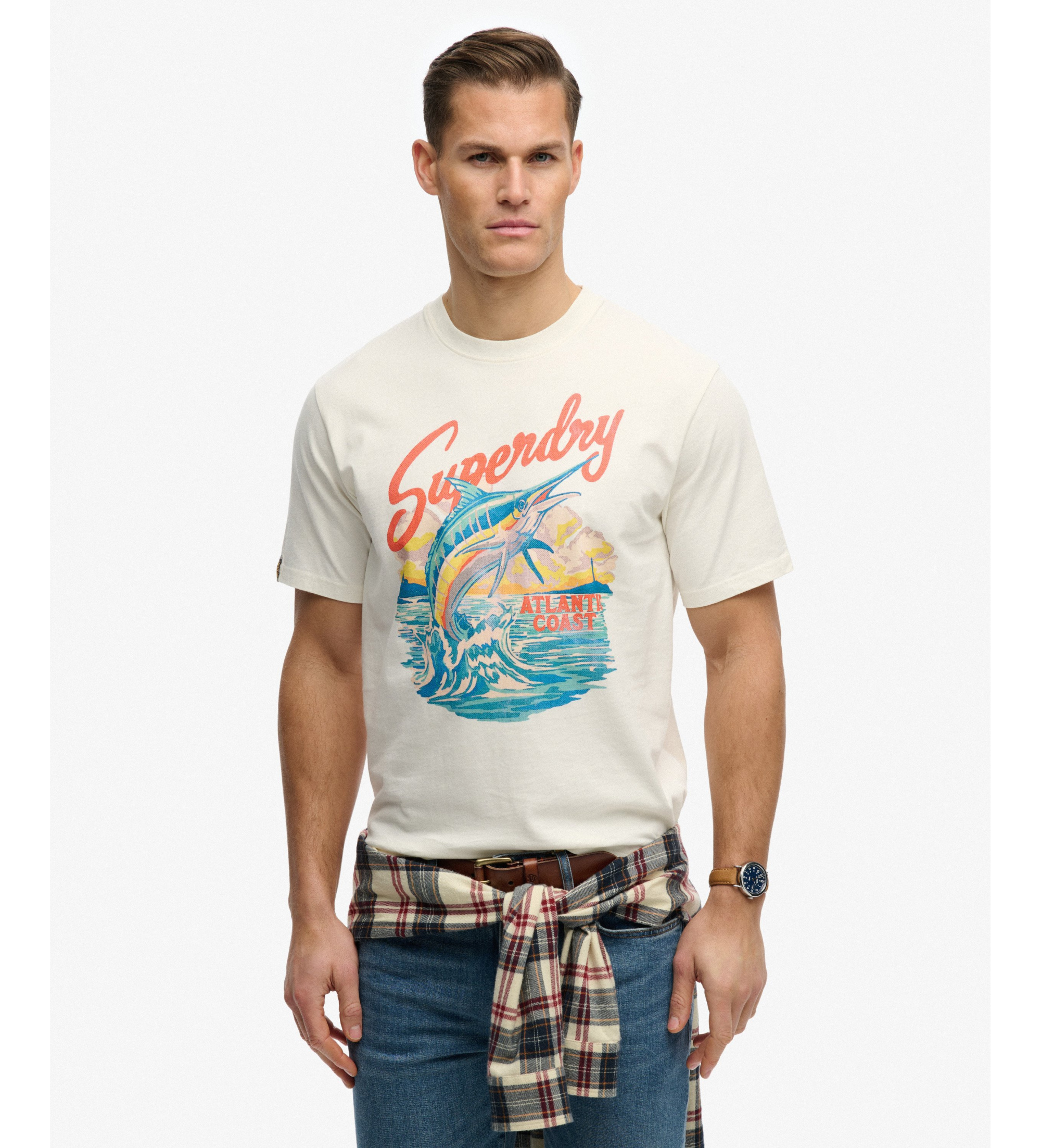Superdry für Herren. M1012355A Maritimes T-Shirt off-white (M), Weiß, Lässig, Baumwolle, Kurzarm