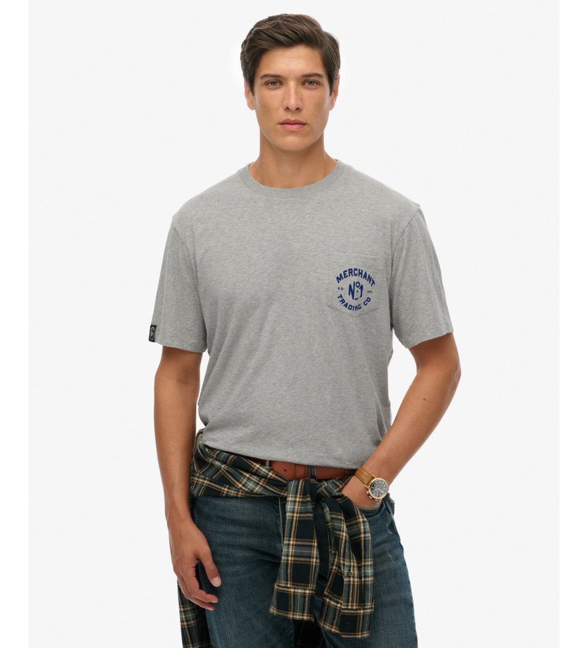 Superdry für Herren. M1012288A Merchant Grafik-T-Shirt grau (M), Lässig, Baumwolle, Kurzarm
