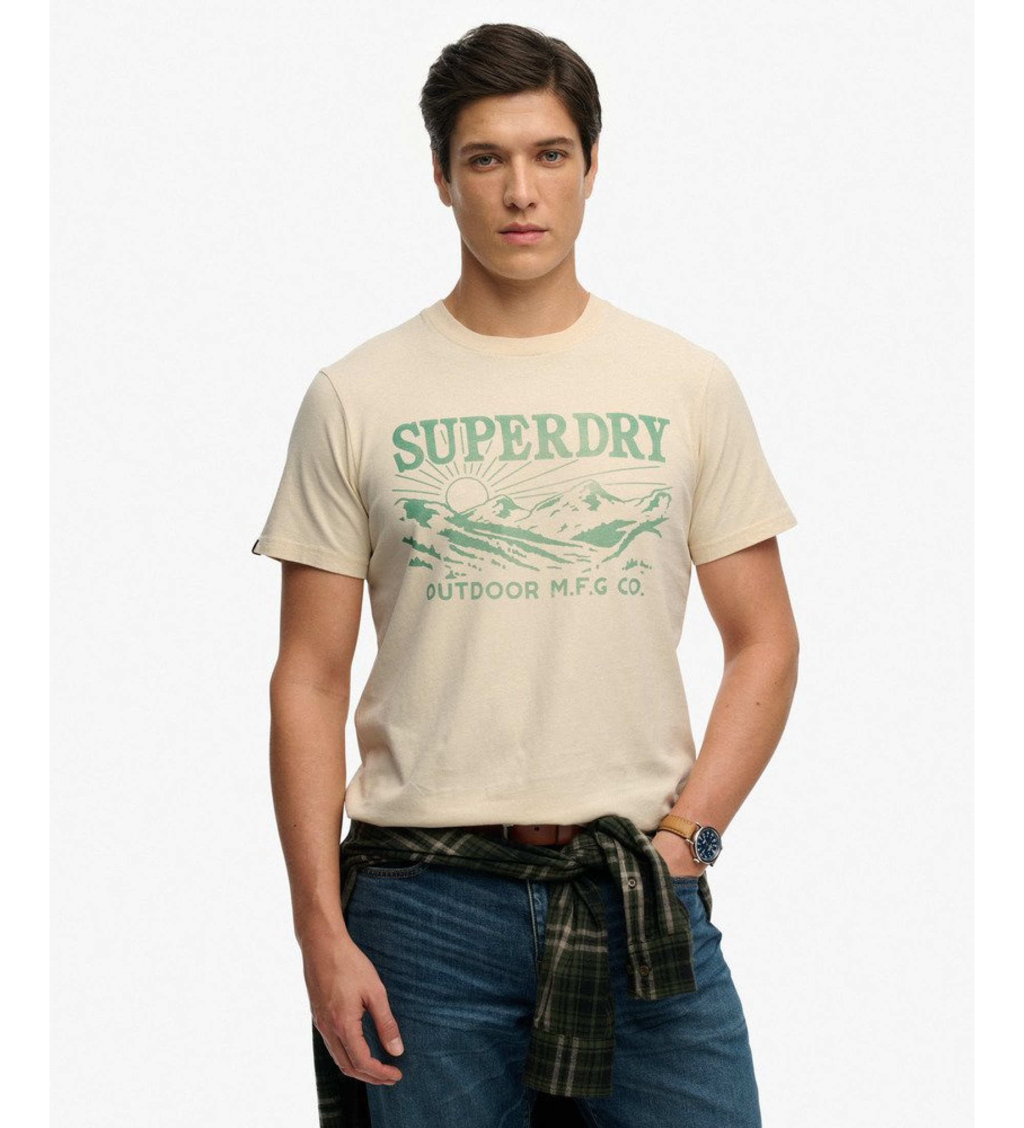 Superdry für Herren. M1012378A Retro Outdoor-T-Shirt Rlxd beige (S), Lässig, Baumwolle, Kurzarm