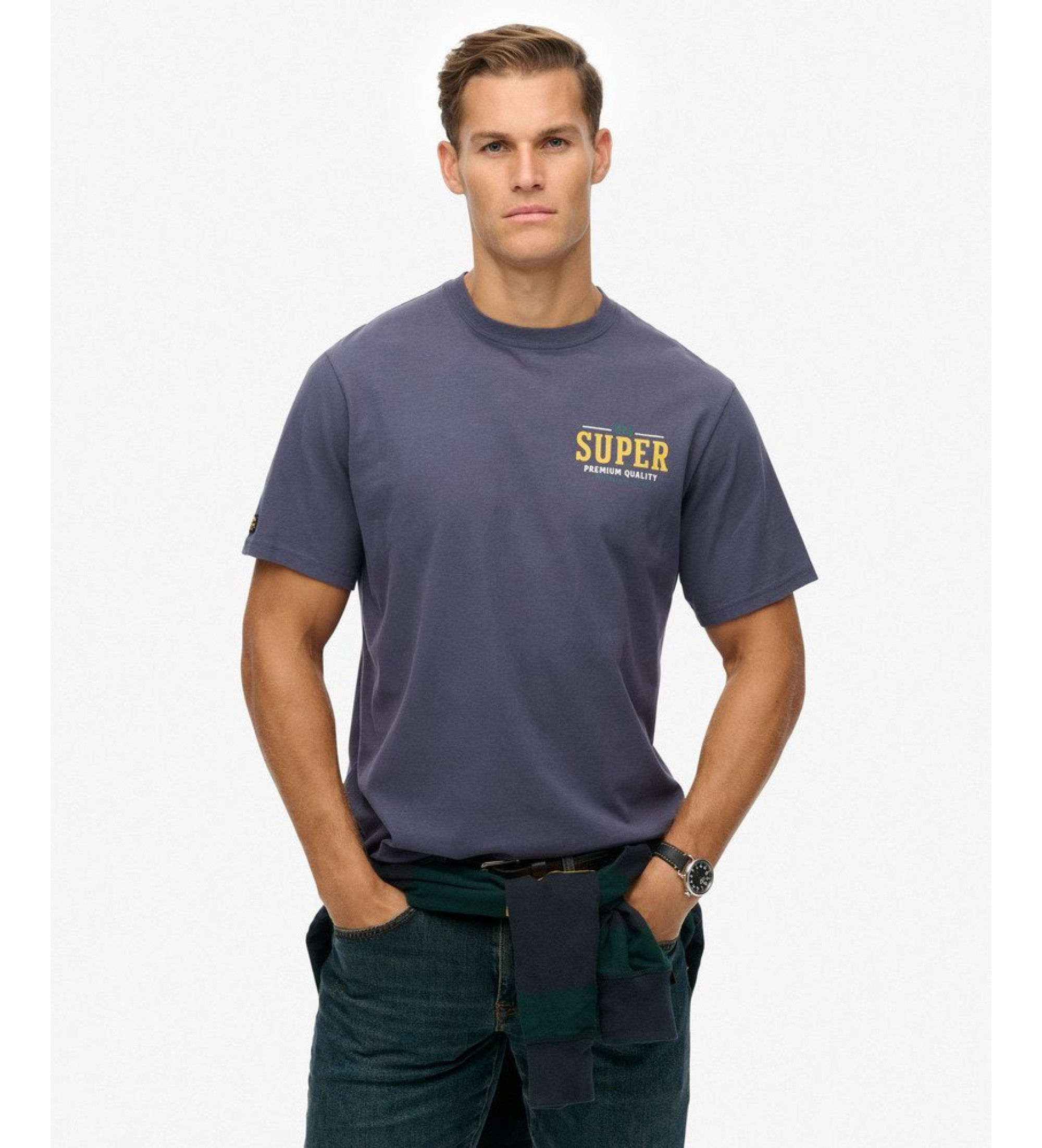 Superdry für Herren. M1012261A Tap Room T-Shirt in Übergröße navy (S), Lässig, Baumwolle, Langarm, Marine