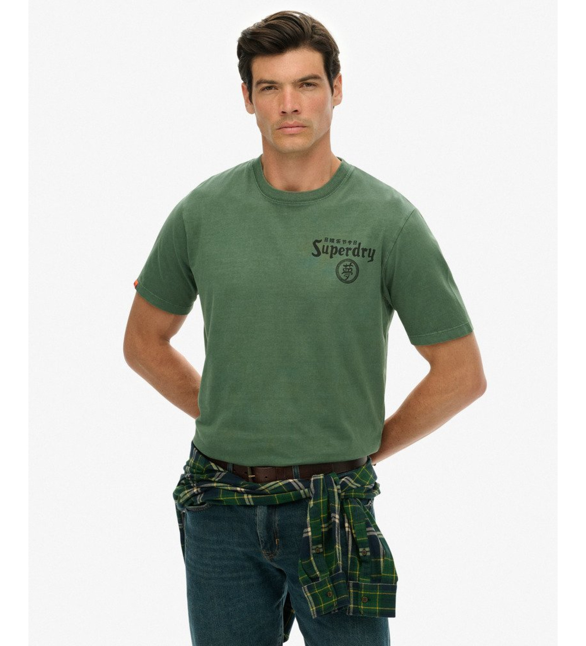 Superdry für Herren. M1012248A Tokyo Narrative Lose T-Shirt grün (L), Lässig, Baumwolle, Kurzarm