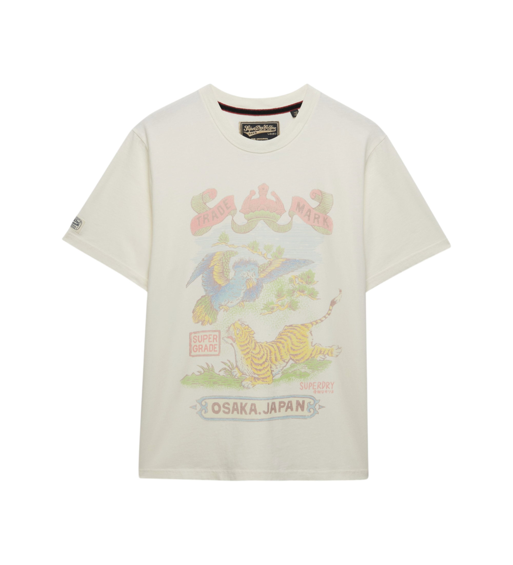 Superdry für Herren. M1012235A Tokyo Entspanntes T-Shirt beige (M), Lässig, Baumwolle, Kurzarm