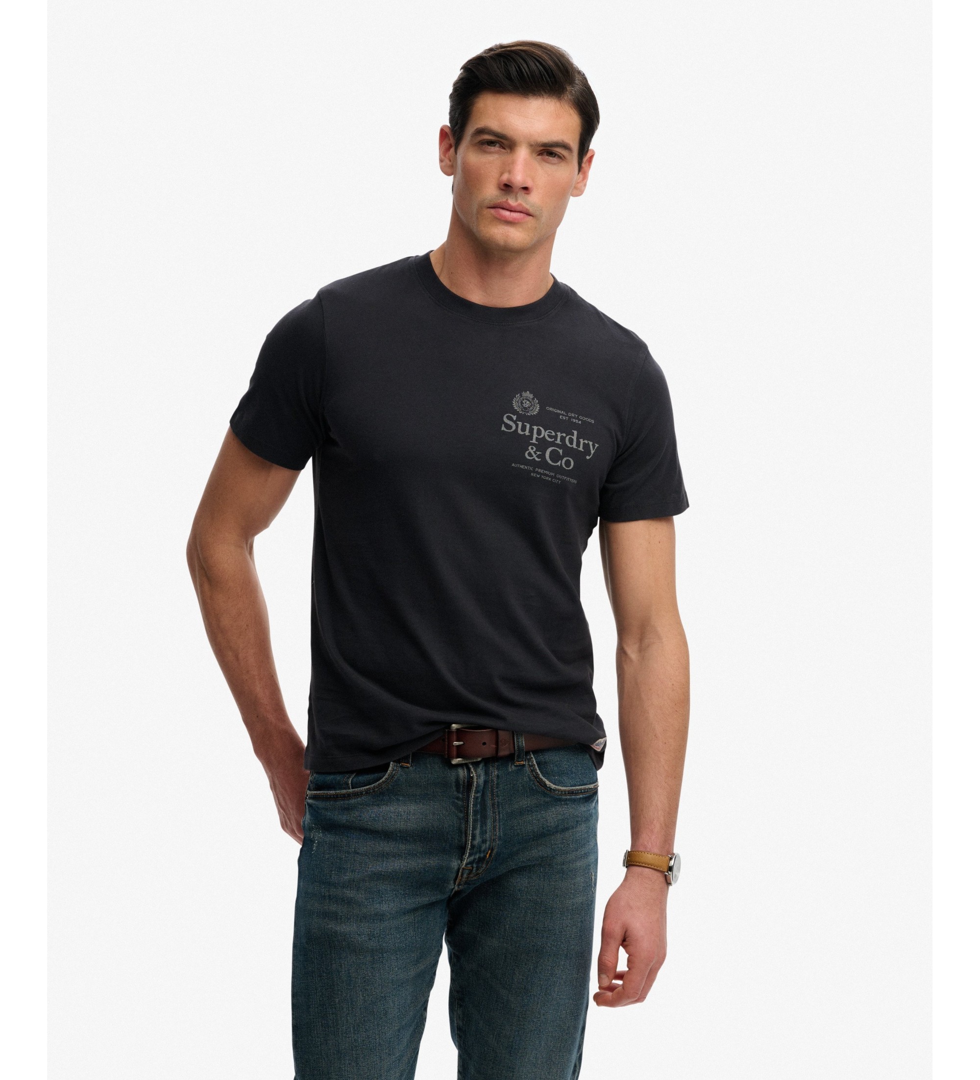 Superdry für Herren. M1012392A Shirt 1954 Company Relaxed Fit marine (L), Lässig, Baumwolle, Kurzarm