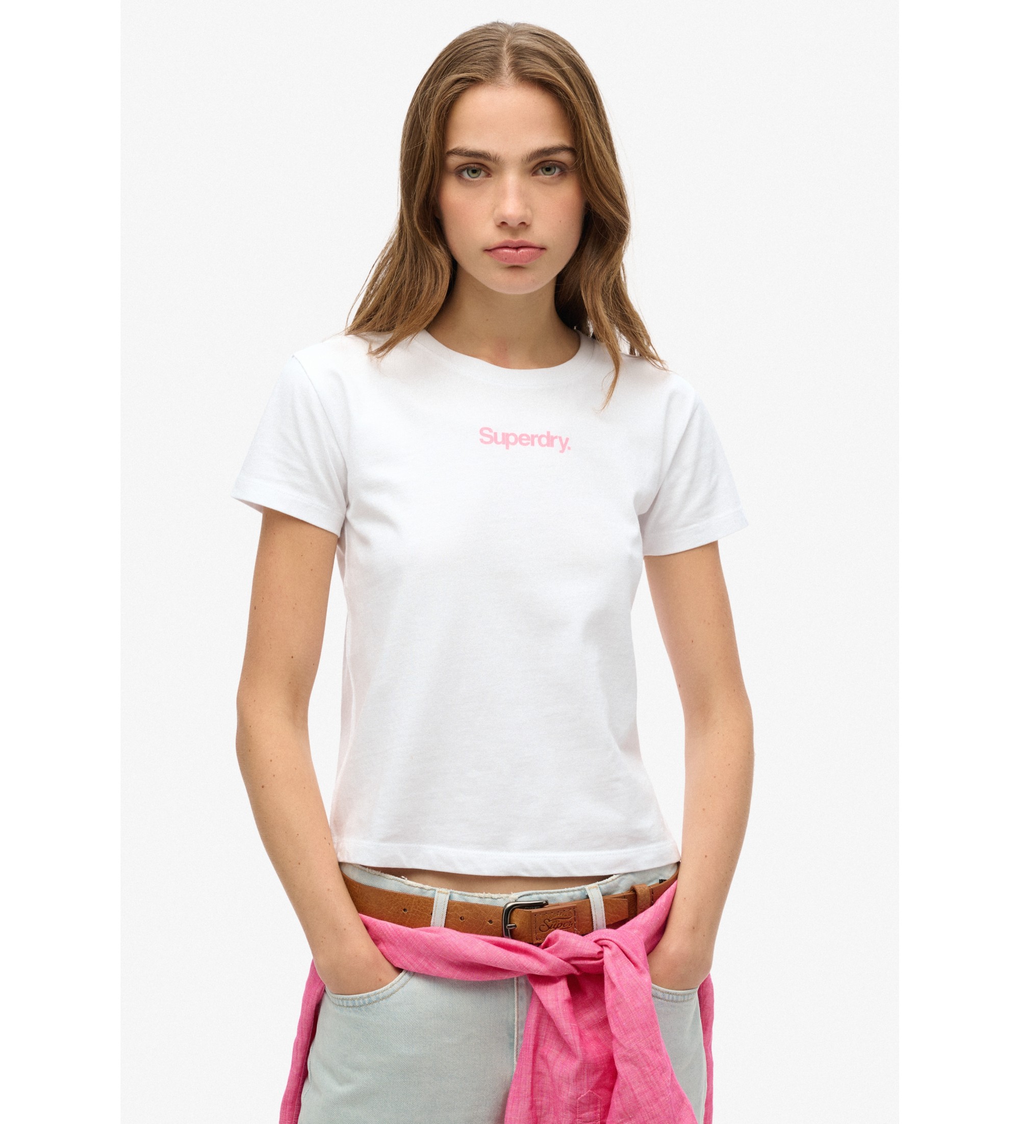 Superdry für Damen. W1011635A T-Shirt mit Core City-Logo in Weiß (S), Lässig, Baumwolle, Kurzarm