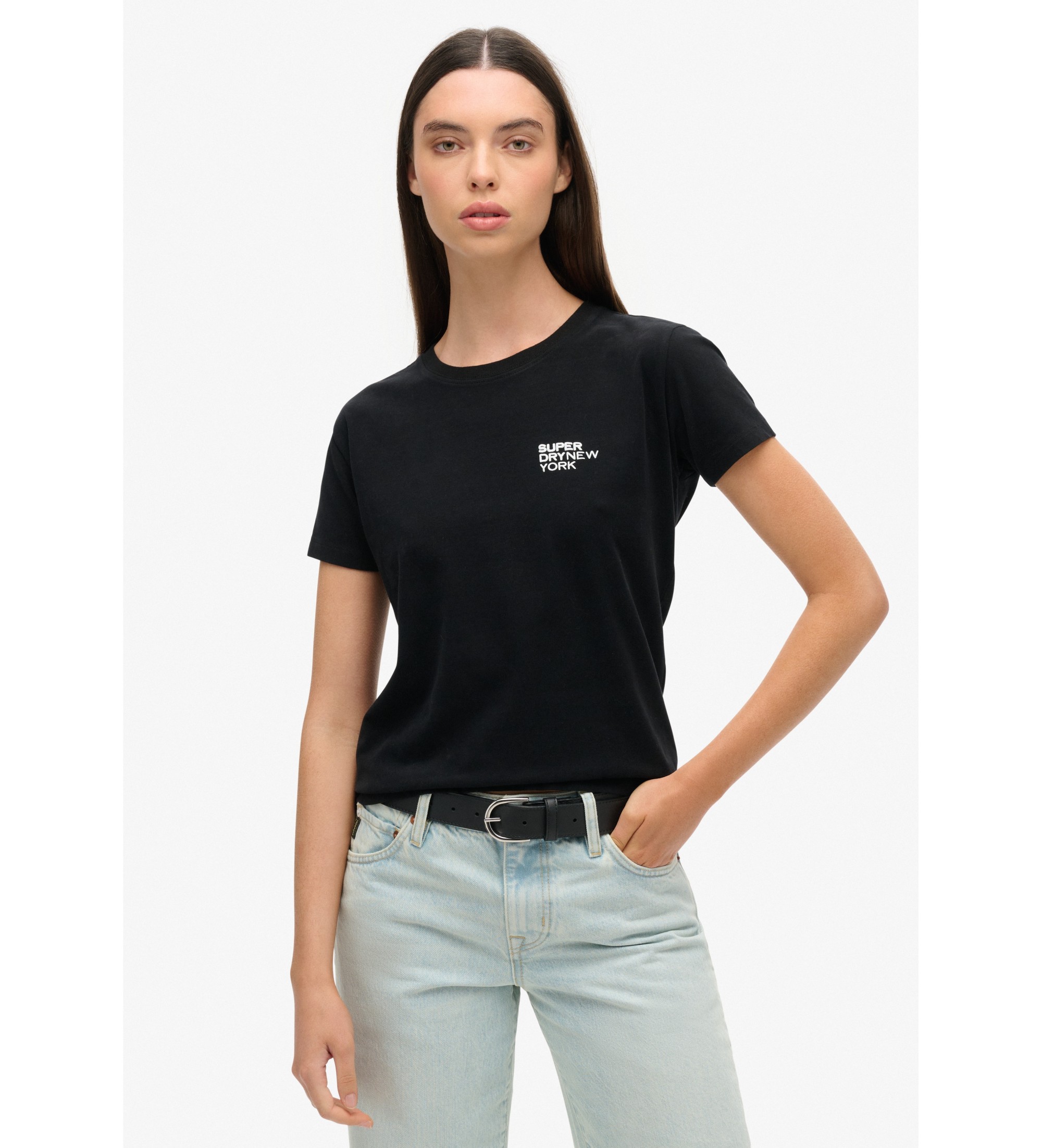 Superdry für Damen. W1011223A T-shirt Sport Luxe schwarz (S), Lässig, Baumwolle, Kurzarm