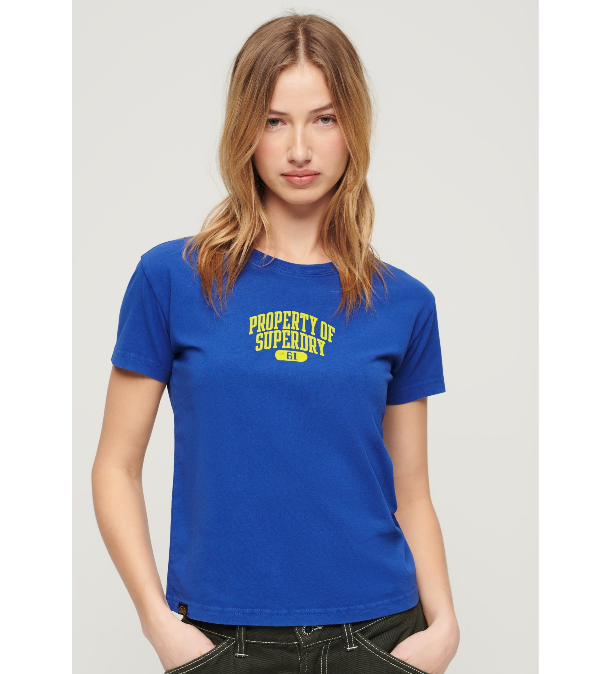 Superdry für Damen. W1011420A Super Athletics T-Shirt blau (XXS), Lässig, Baumwolle, Kurzarm