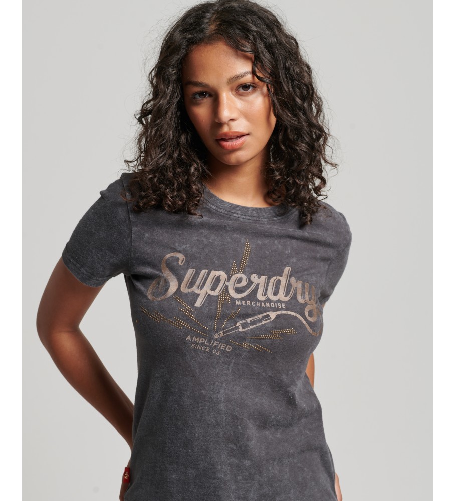 Superdry für Damen. W1011098A Vintage Merch Store T-shirt grau (L), Lässig, Baumwolle, Kurzarm