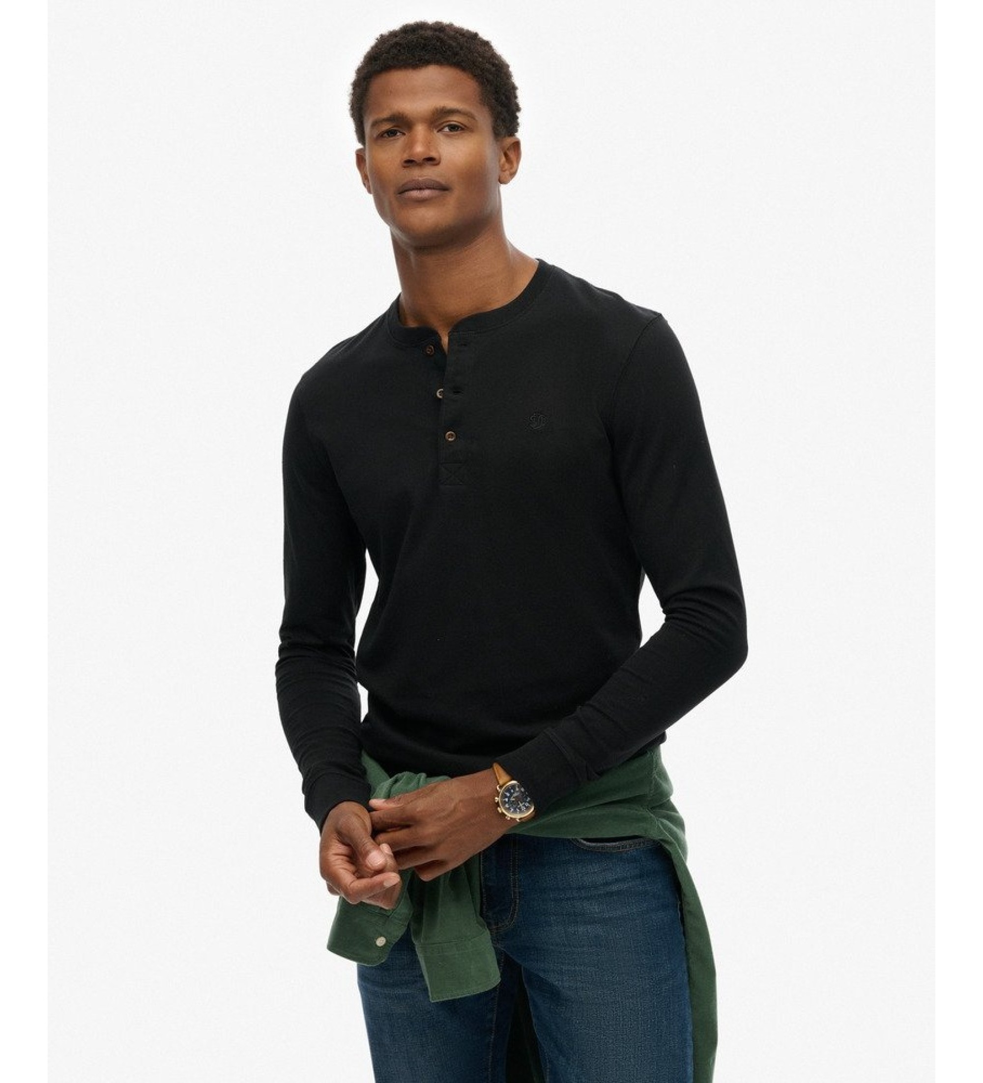 Superdry für Herren. M6010907A T-Shirt ?Classic Essential? in Schwarz (XXL), Lässig, Baumwolle, Langarm