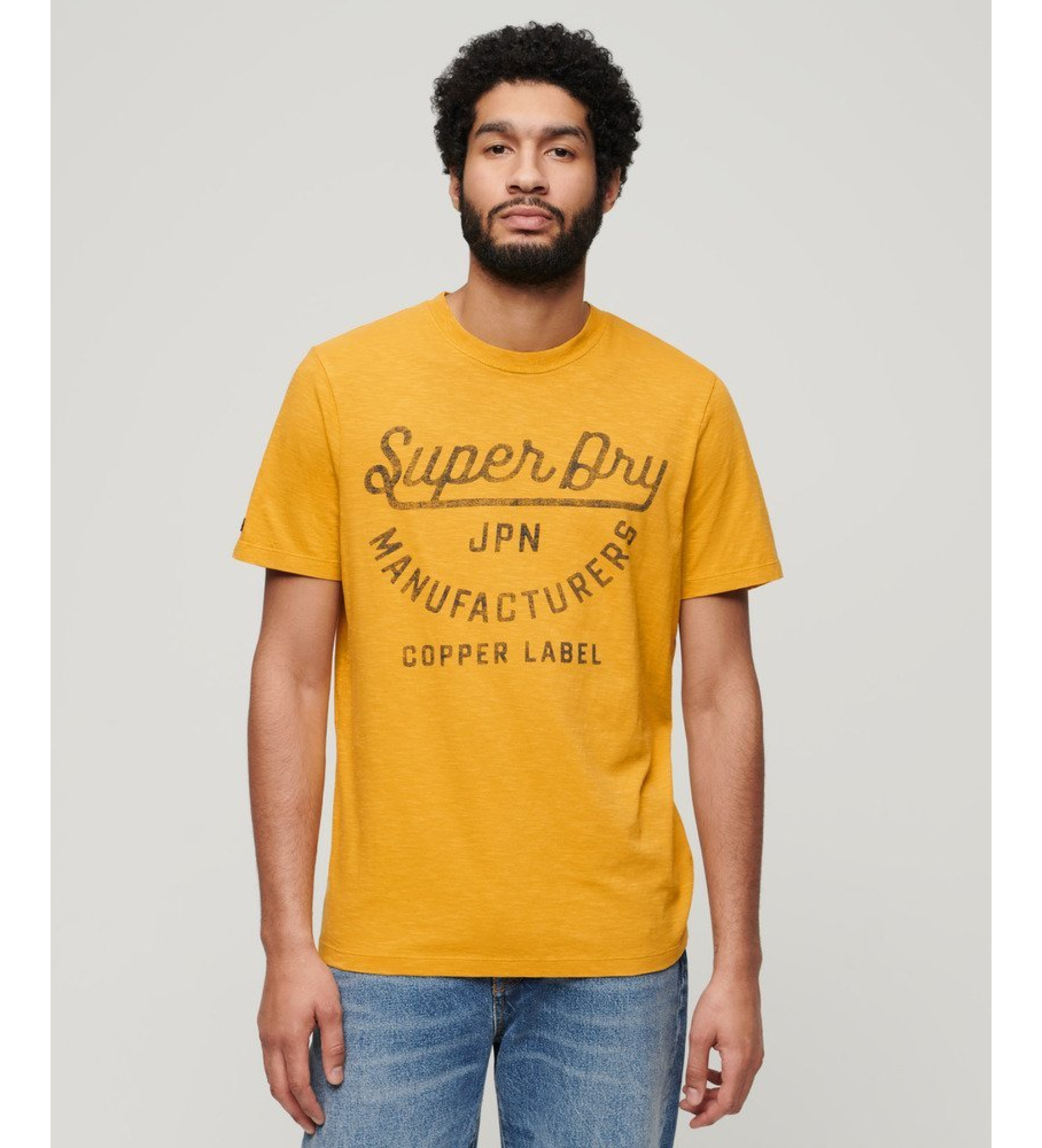 Superdry für Herren. M1011905A Kupferlabel-T-Shirt gelb (M), Lässig, Baumwolle, Kurzarm