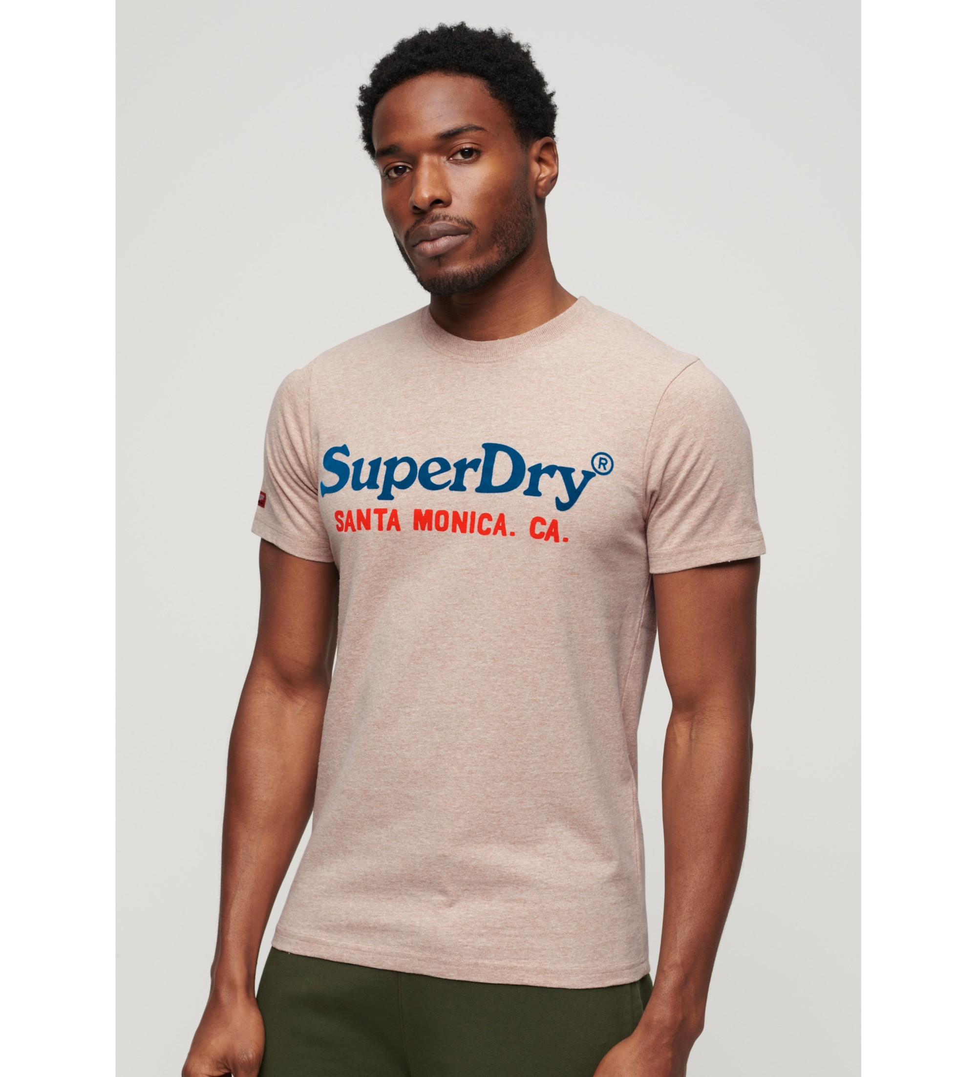 Superdry für Herren. M1011894A Venue Duo Logo-T-Shirt beige (XXL), Lässig, Baumwolle, Kurzarm
