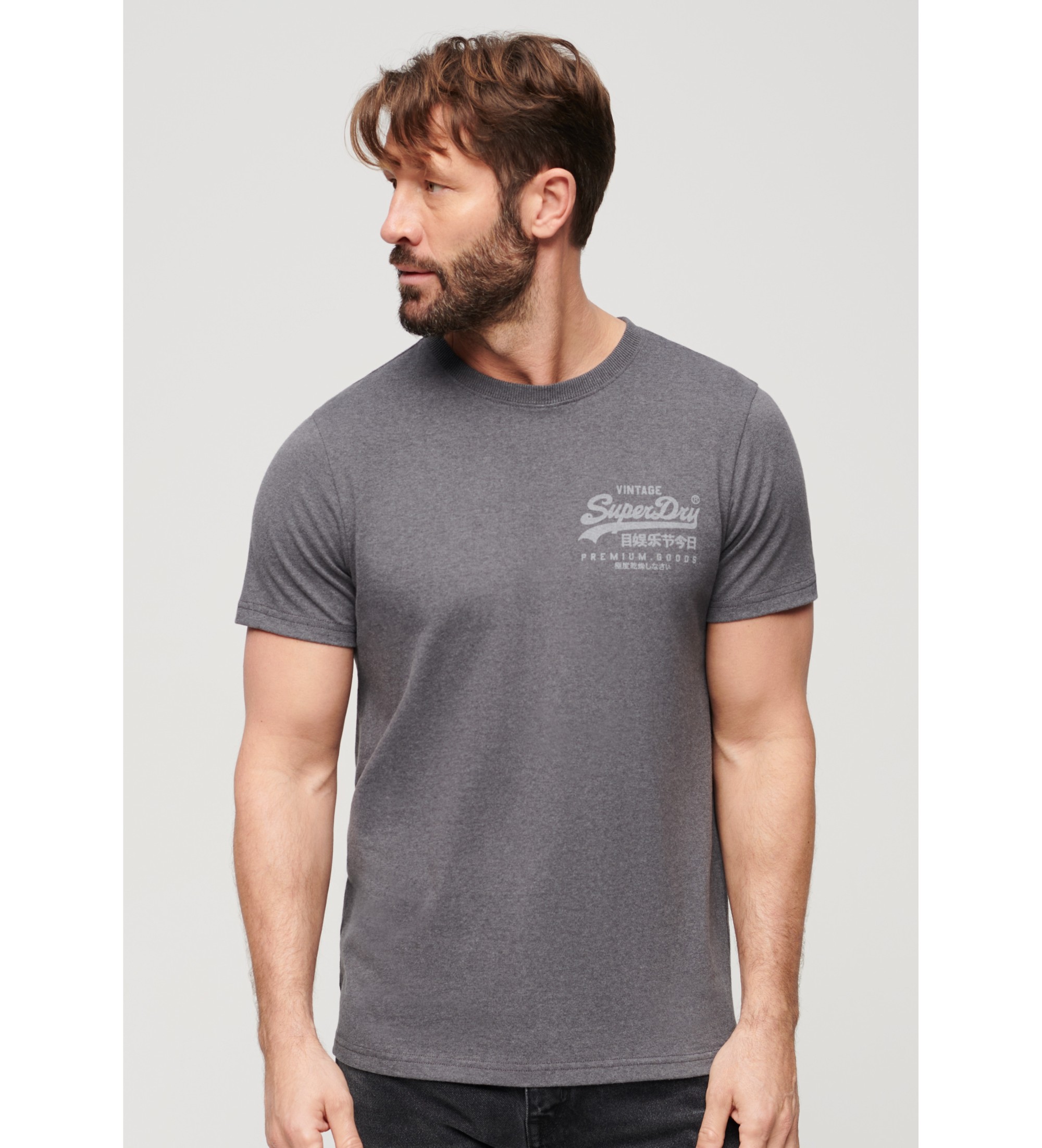 Superdry für Herren. M1011979A Vintage Heritage Logo-T-Shirt grau (S), Lässig, Baumwolle, Kurzarm
