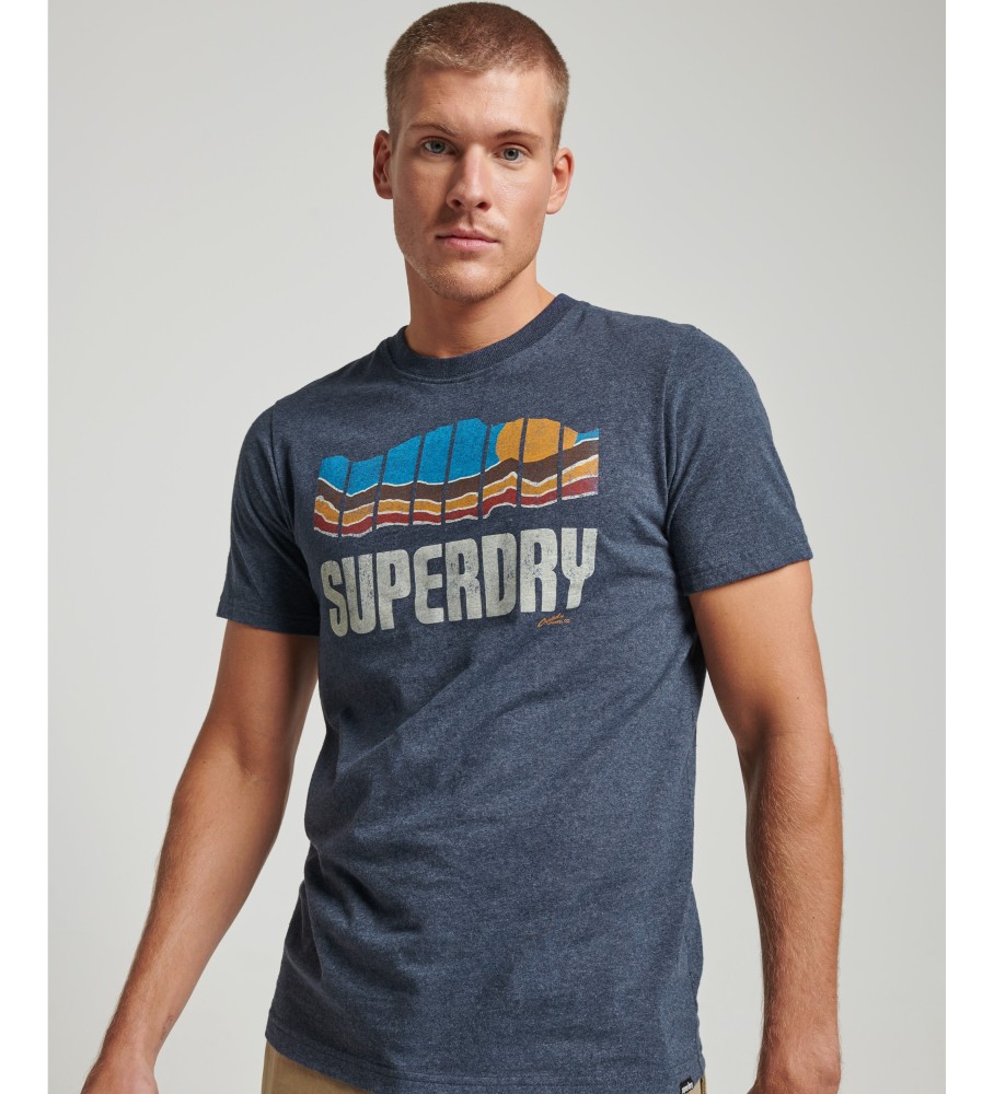 Superdry für Herren. M1011531A T-Shirt mit Vintage-Logo Great Outdoors-Logo (S), Lässig, Baumwolle, Kurzarm, Marine