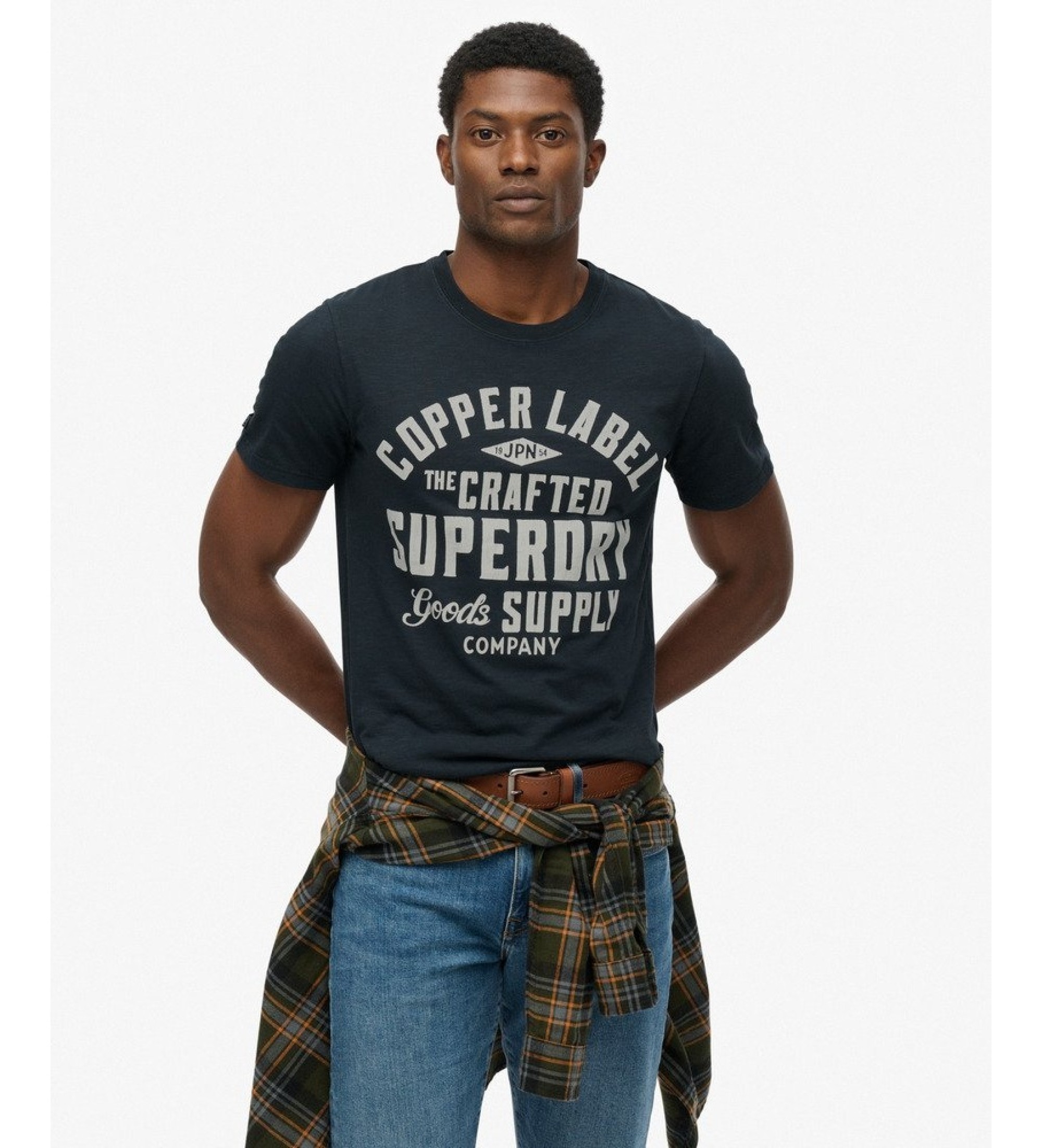 Superdry für Herren. M1012256A Copper Label Relaxed T-Shirt marineblau (L), Lässig, Baumwolle, Kurzarm