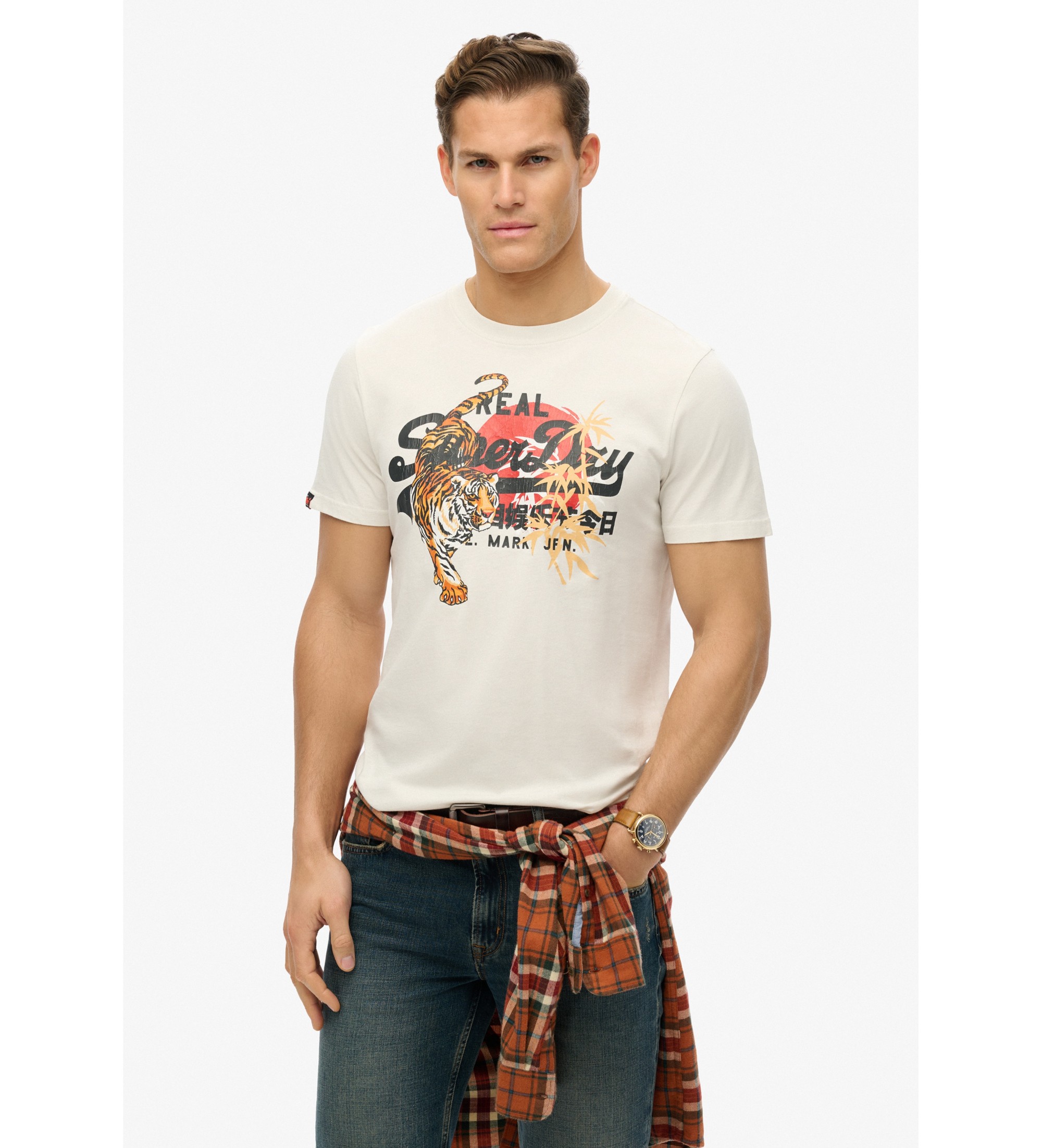 Superdry für Herren. M1012111A Vintage Tokyo T-shirt weiß (XXL), Lässig, Baumwolle, Kurzarm