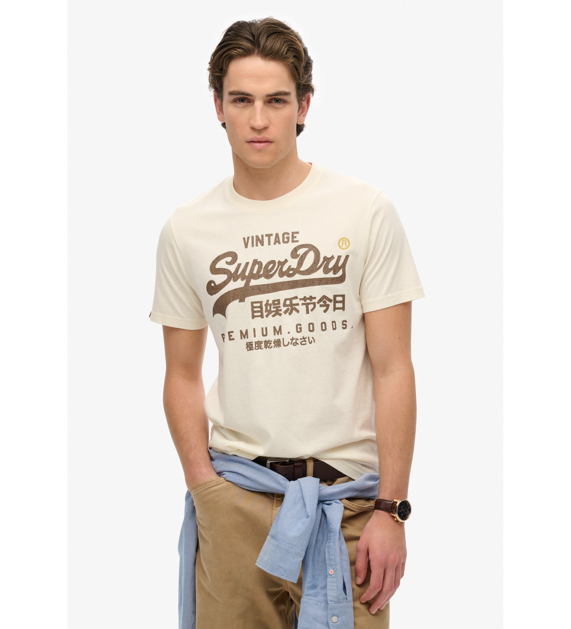 Superdry für Herren. M1012110A Vintage Workwear T-shirt weiß (S), Lässig, Baumwolle, Kurzarm