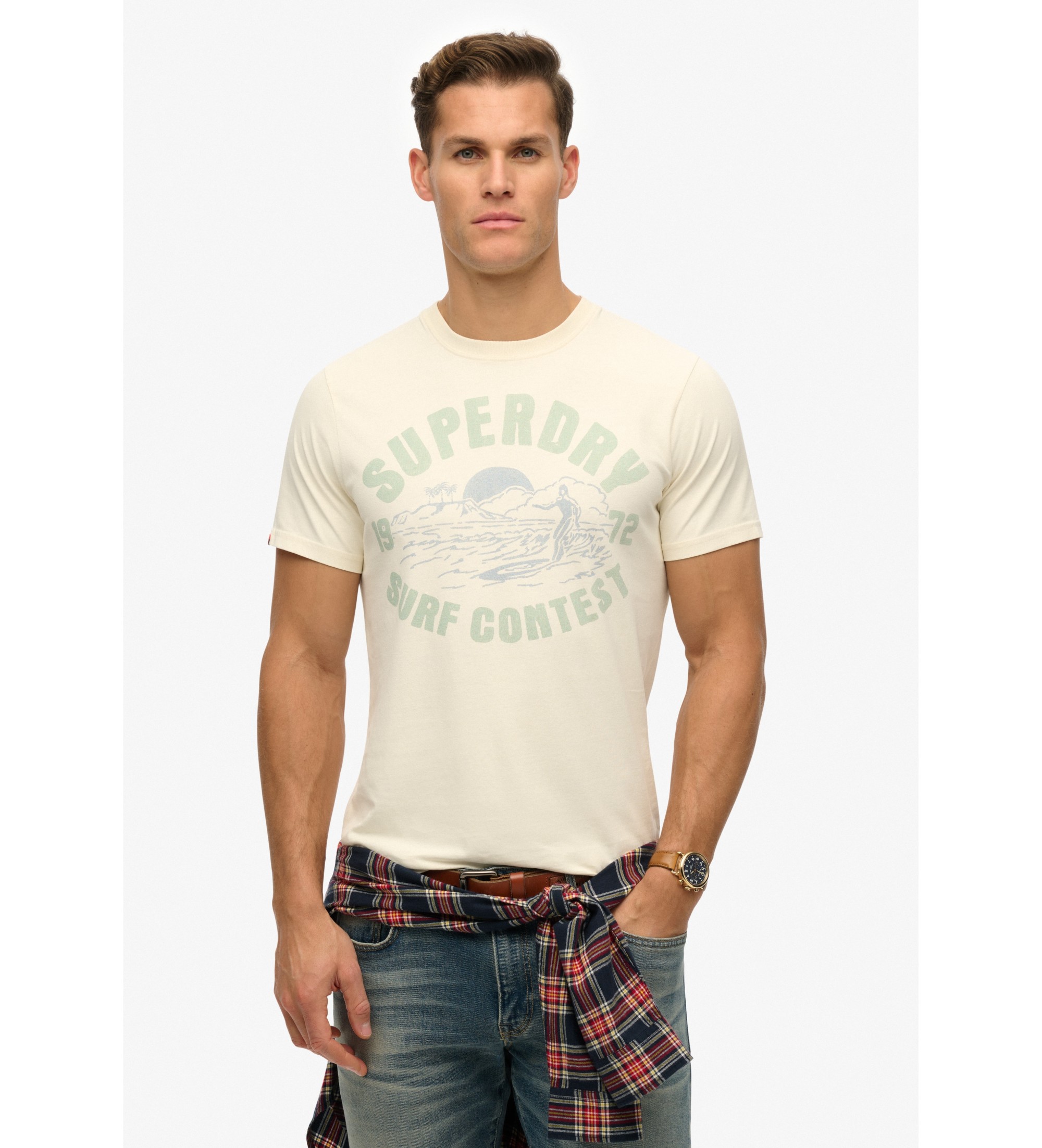 Superdry für Herren. M1012134A Lo-fi Outdoor-T-Shirt cremeweiß (XXL), Lässig, Baumwolle, Kurzarm