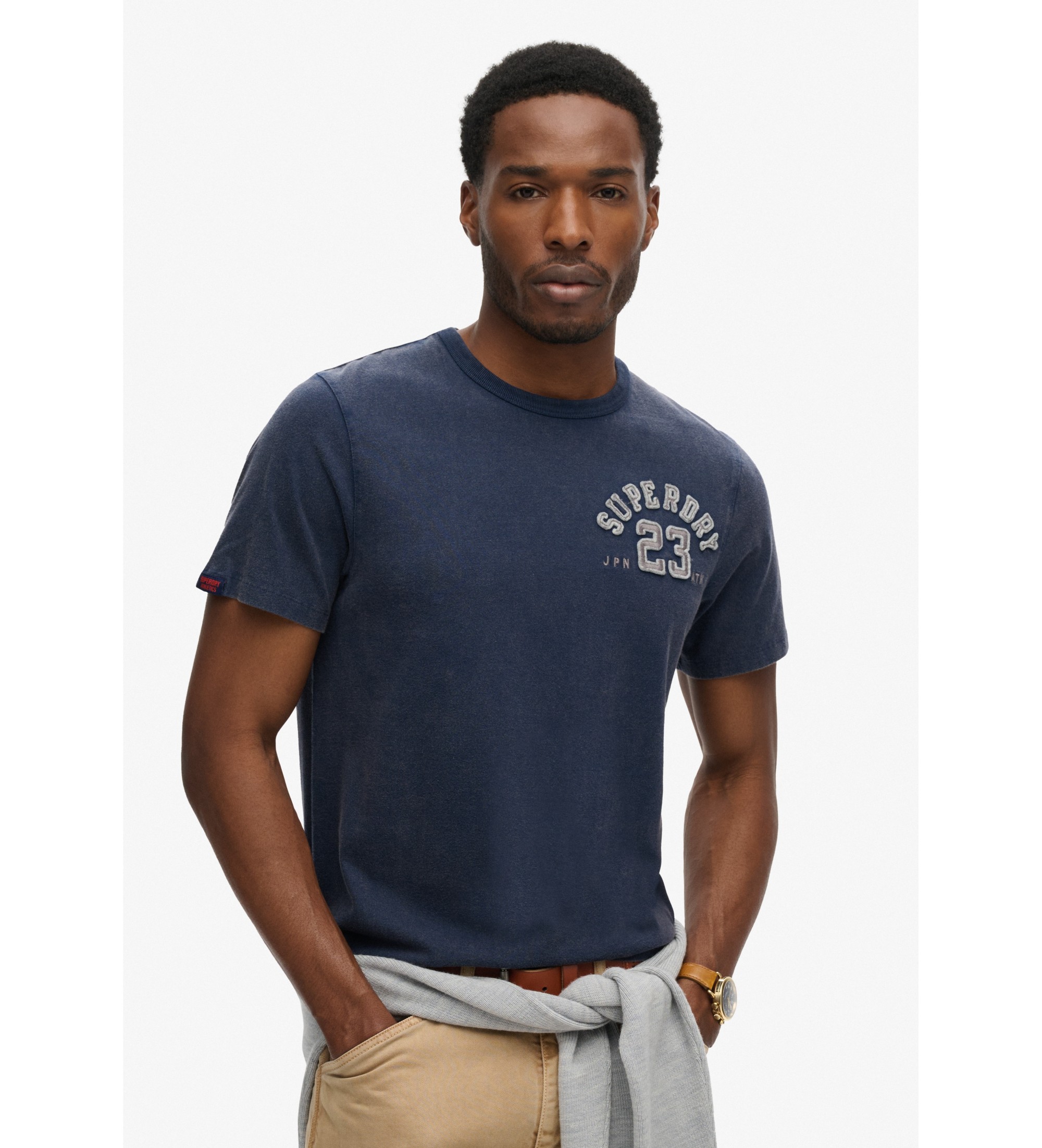 Superdry für Herren. M1012041A Vintage Athletic navy Kurzarm-T-Shirt (S), Lässig, Baumwolle, Marine