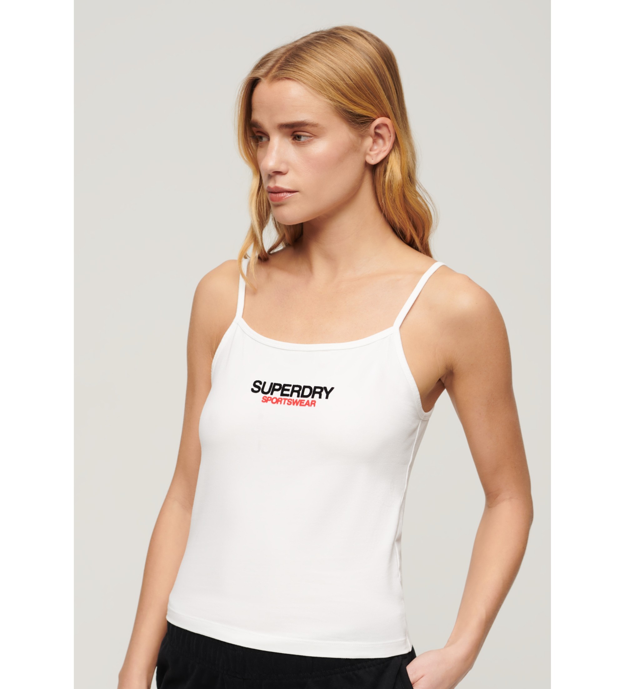 Superdry für Damen. W6011836A T-Shirt mit Sportswear-Logo in Weiß (L), Lässig, Baumwolle, Ärmellos / Hosenträger