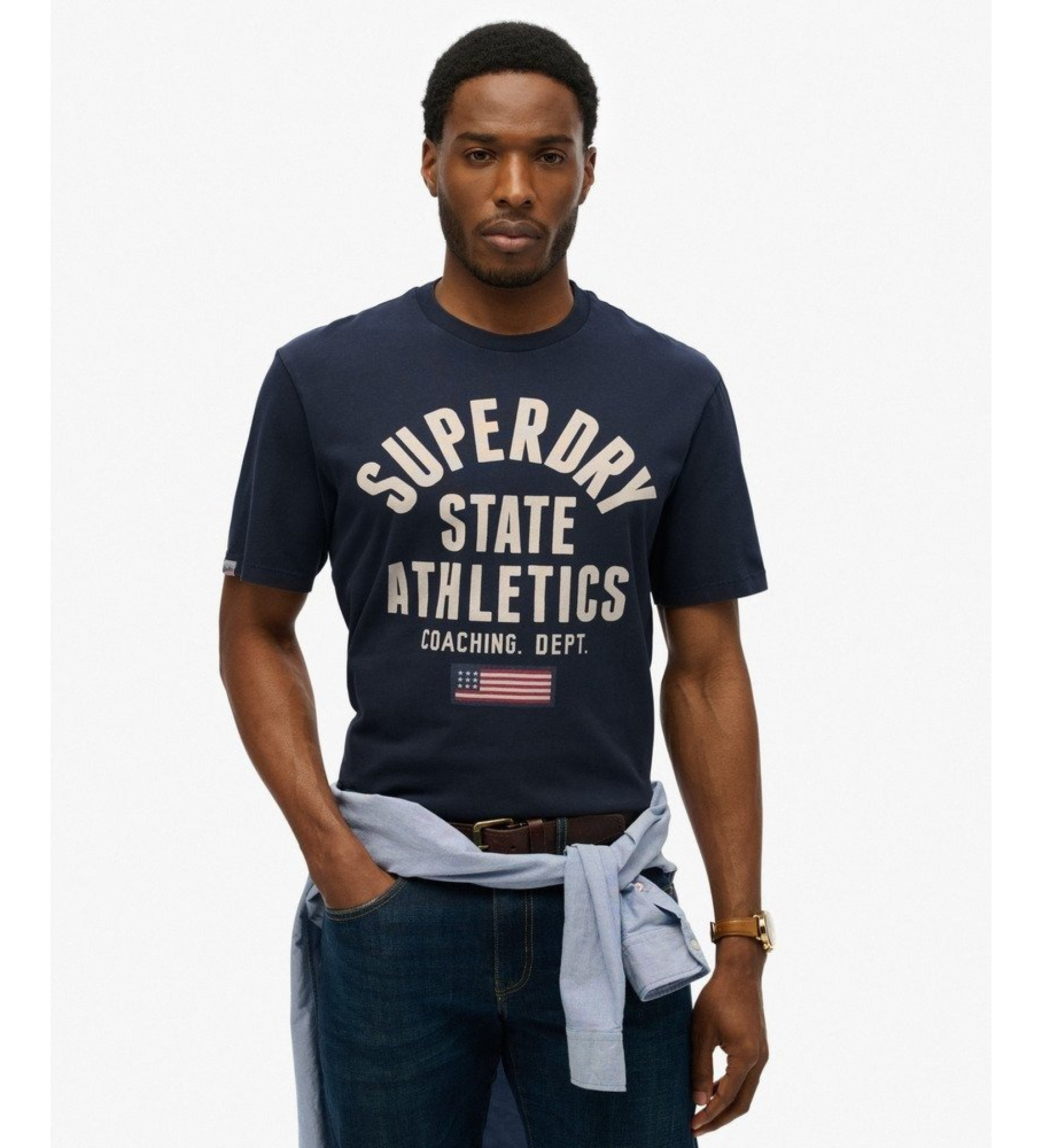 Superdry für Herren. M1012176A Athletic Essential navy T-Shirt (M), Lässig, Baumwolle, Kurzarm, Marine