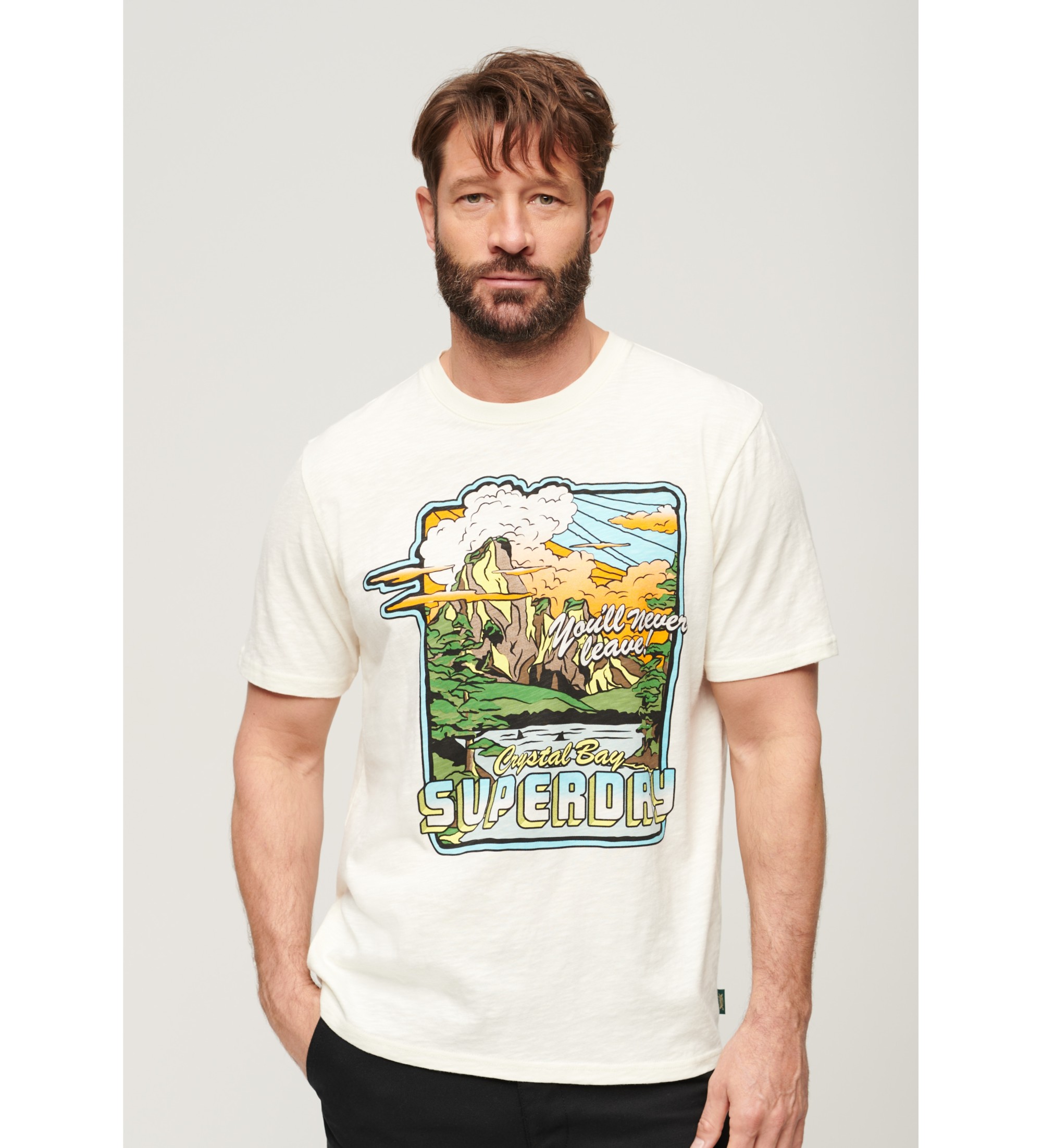 Superdry für Herren. M1011921A T-shirt Neon Travel weiß (XL), Lässig, Baumwolle, Kurzarm
