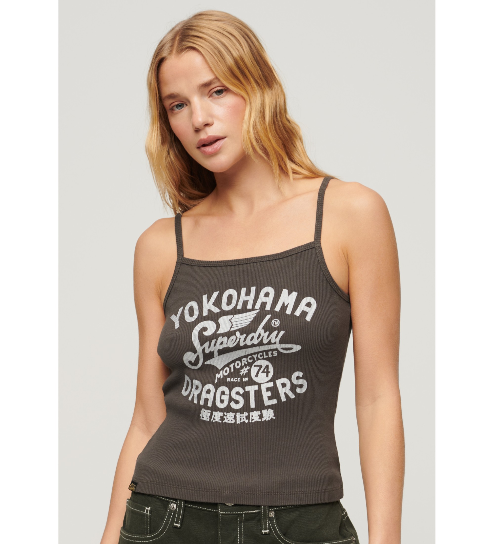Superdry für Damen. W6011887A Retro Rocker Grafik-T-Shirt schwarz (L/XL), Lässig, Ärmellos / Hosenträger, Bio-Baumwolle, Nachhaltig