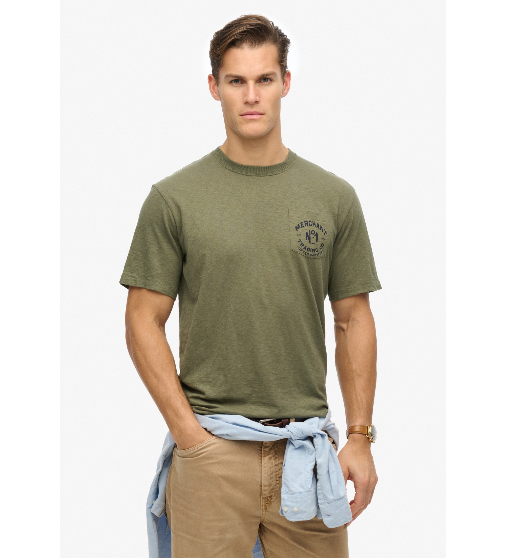 Superdry für Herren. M1012210A Merchant Store Grafik-T-Shirt grün (M), Lässig, Baumwolle, Kurzarm