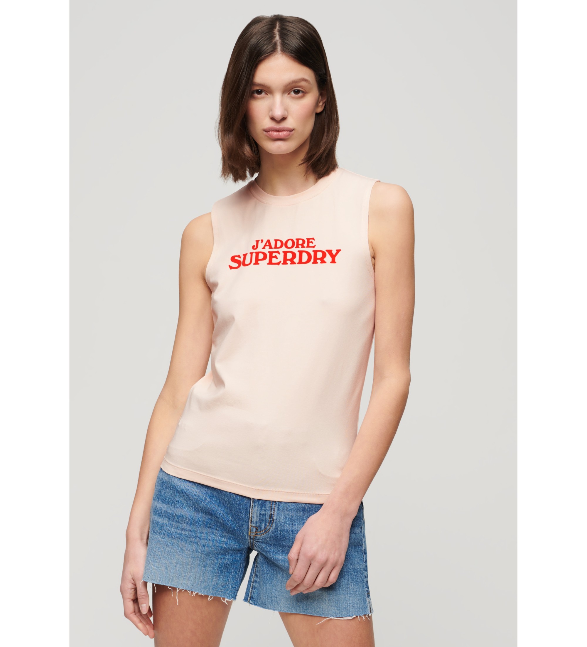 Superdry für Damen. W6011834A Sport Luxe Grafik-T-Shirt rosa (S), Lässig, Baumwolle, Ärmellos / Hosenträger