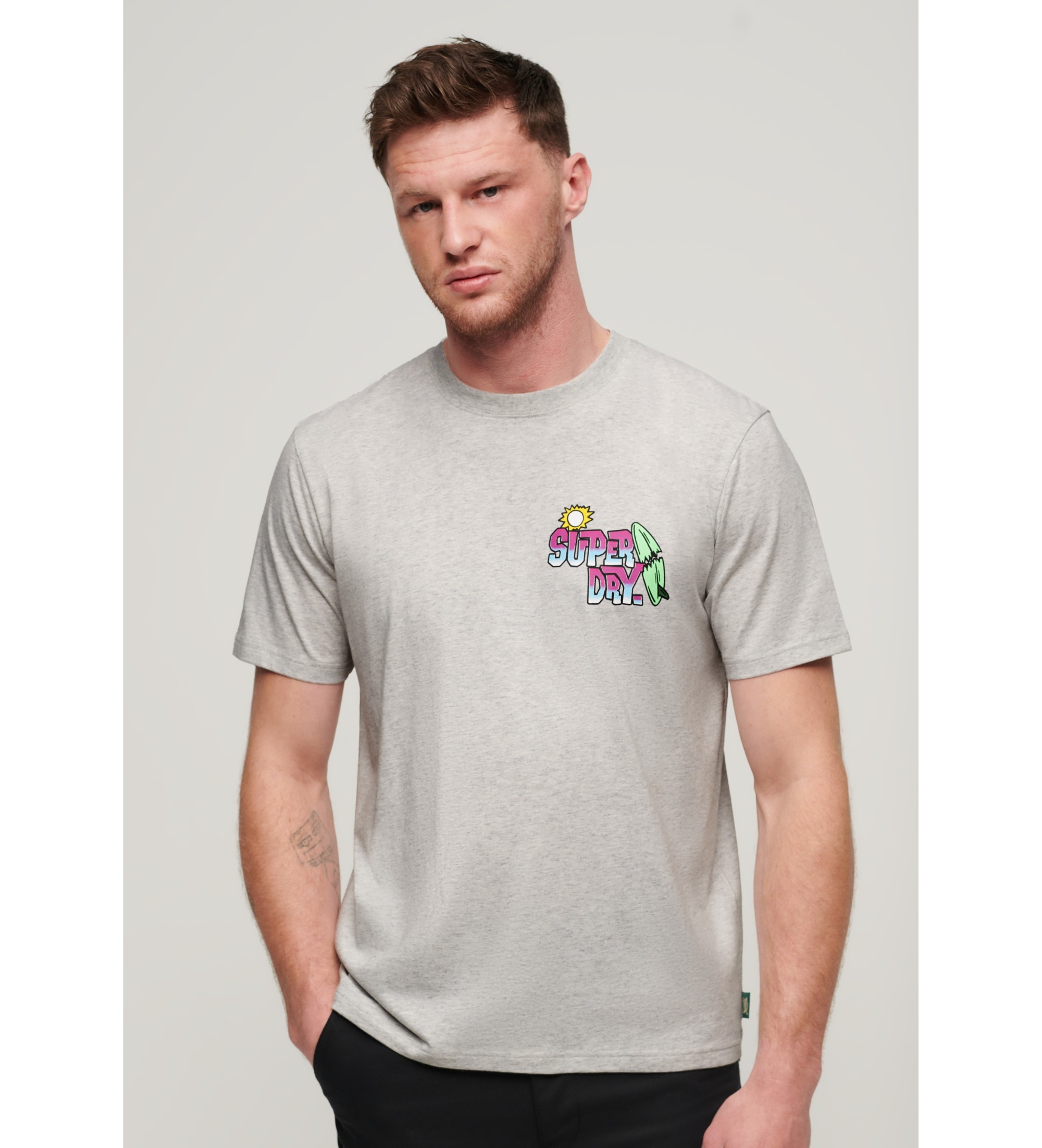 Superdry für Herren. M1011907A Neon Travel lockeres T-shirt grau (M), Lässig, Baumwolle, Kurzarm