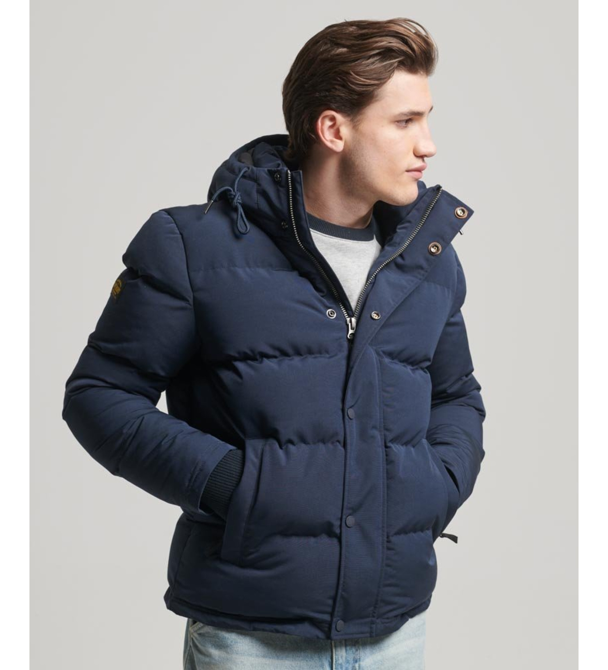 Superdry für Herren. M5011743A Everest marineblaue Steppjacke mit Kapuze (S), Lässig, Polyester, Langarm