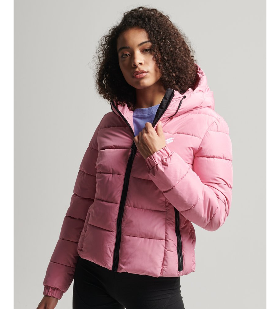 Superdry für Damen. W5010964A Spirit Sports Steppjacke mit Kapuze rosa (M), Lässig, Recyceltes Polyester