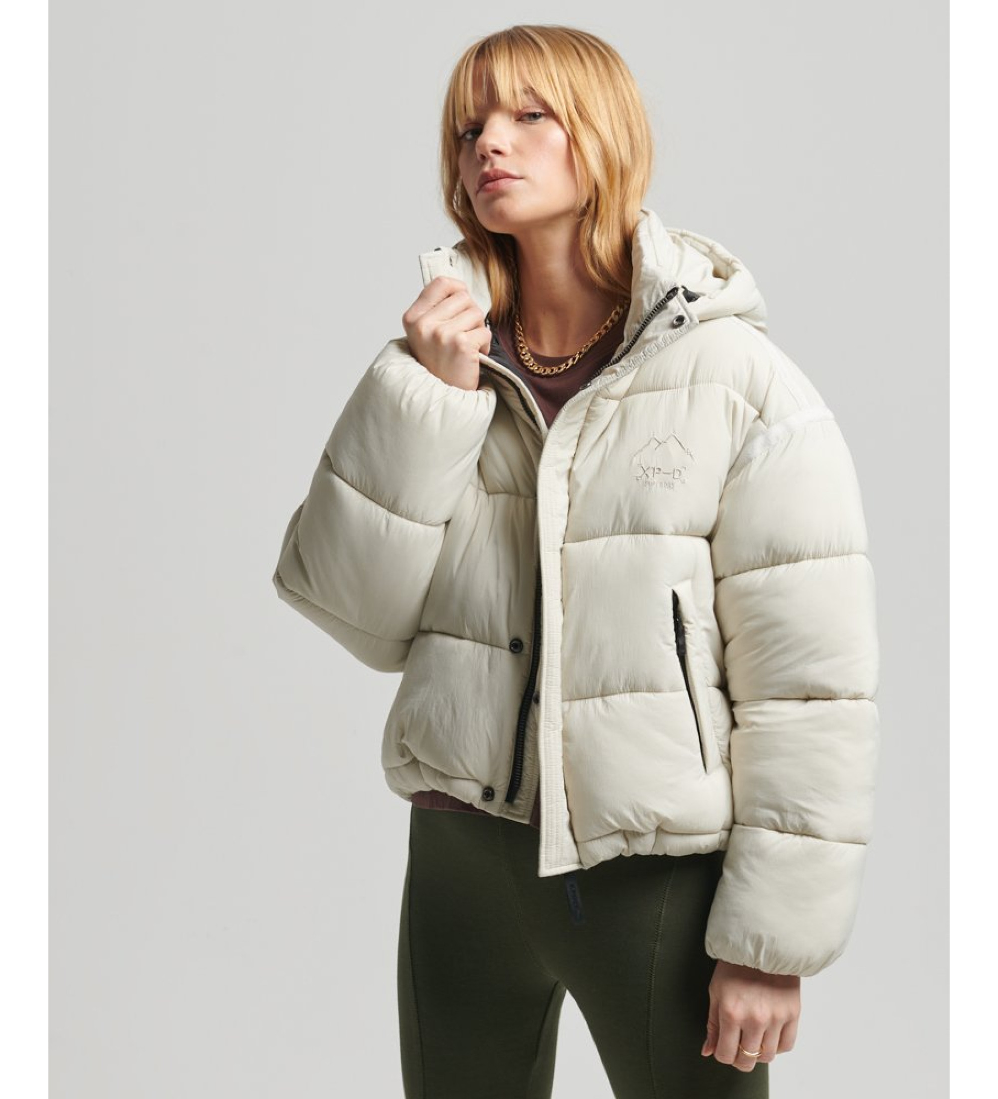 Superdry für Damen. W5011265A Kurze Steppjacke Cocoon weiß (L), Lässig, Nylon