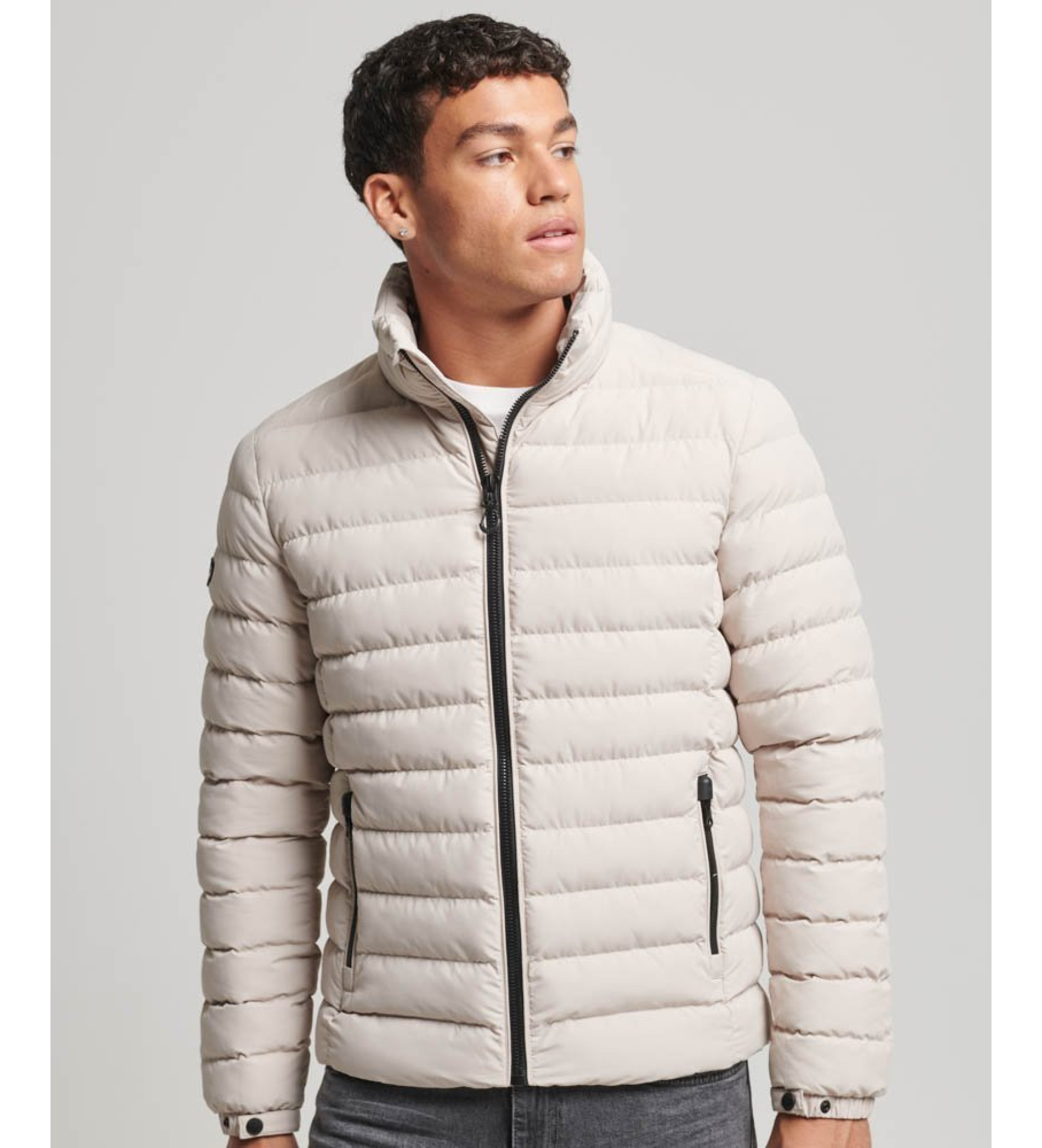 Superdry für Herren. M5011757A Steppjacke mit Fuji-Print grau (3XL), Lässig, Recyceltes Polyester, Nachhaltig
