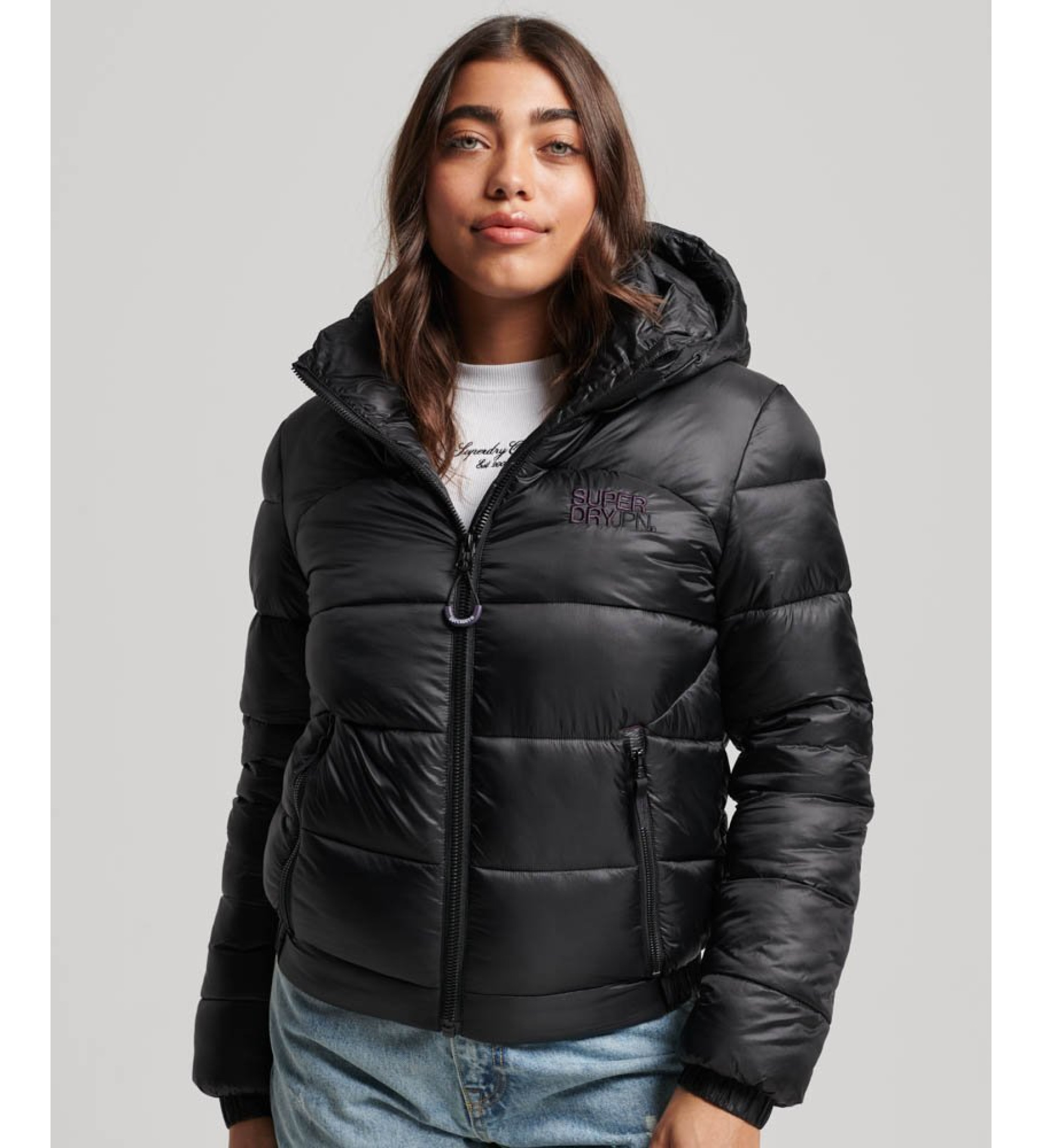 Superdry für Damen. W5011590A Sport Steppjacke Sport schwarz (M), Lässig, Nachhaltig, Recyceltes Nylon