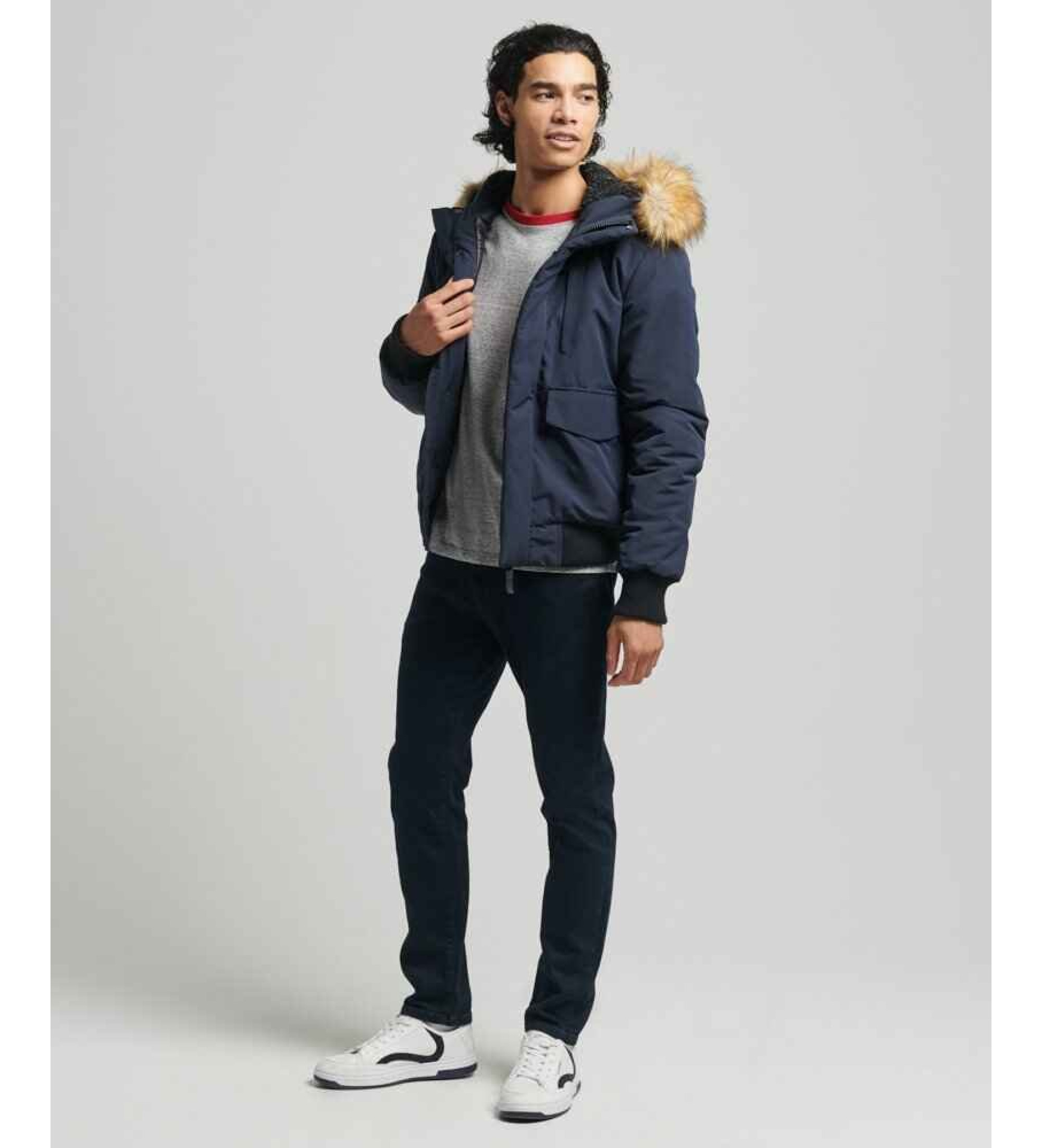 Superdry für Herren. M5011113A Bomberjacke Everest navy (XL), Lässig, Polyester, Langarm, Marine