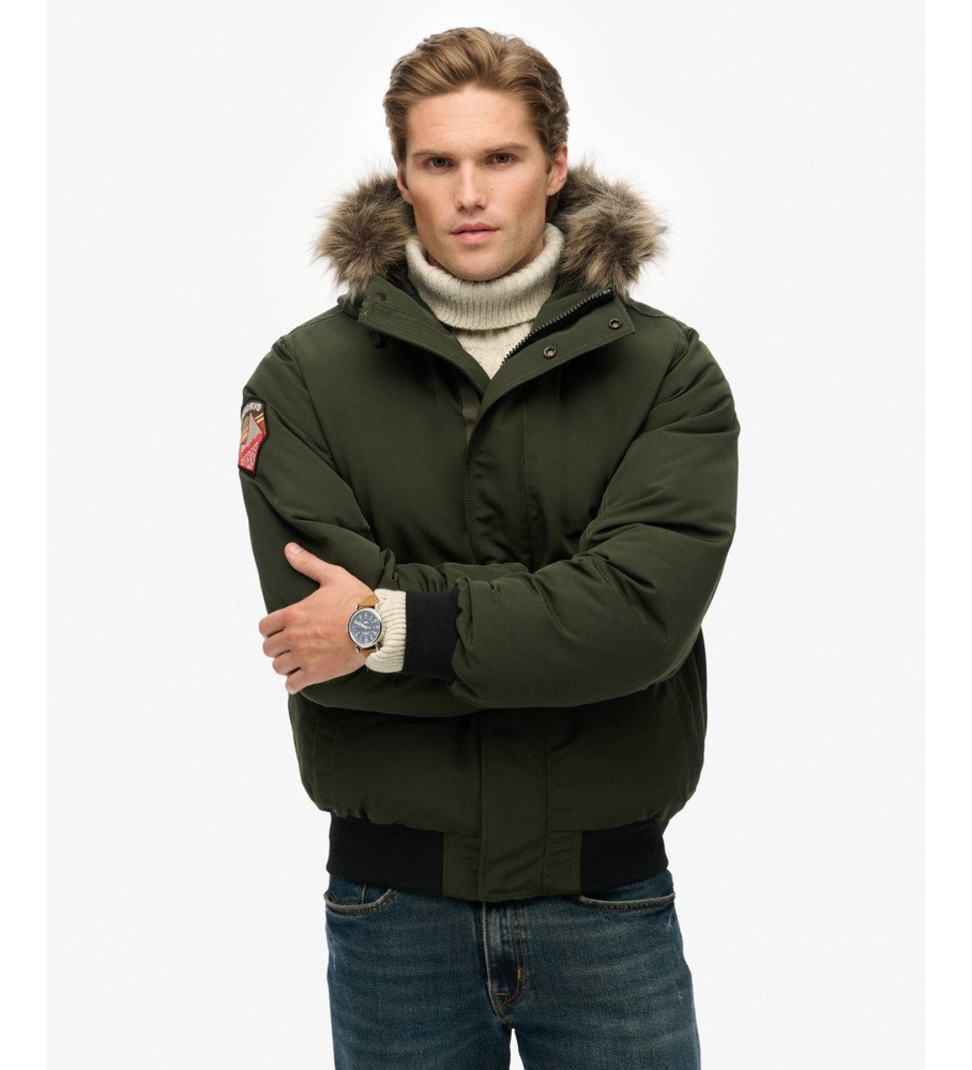Superdry für Herren. M5011930A Bomberjacke Everest grün (XXL), Lässig, Recyceltes Polyester, Nachhaltig