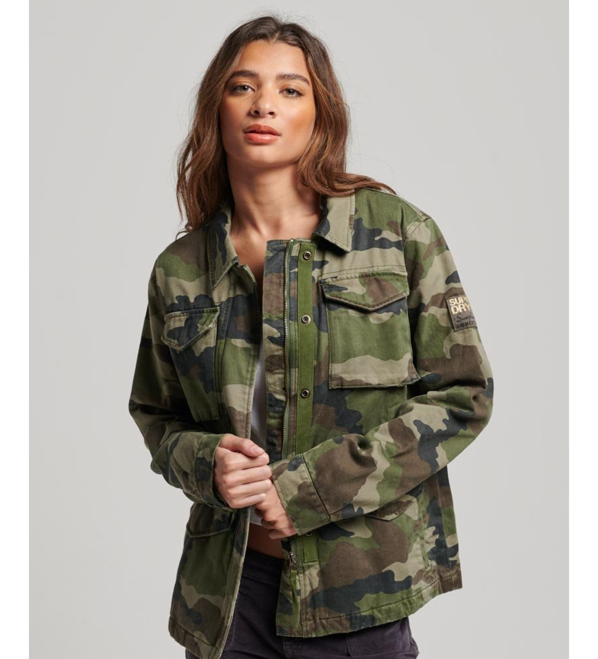 Superdry für Damen. W5011544A Militärjacke M65 grün (M), Lässig, Baumwolle