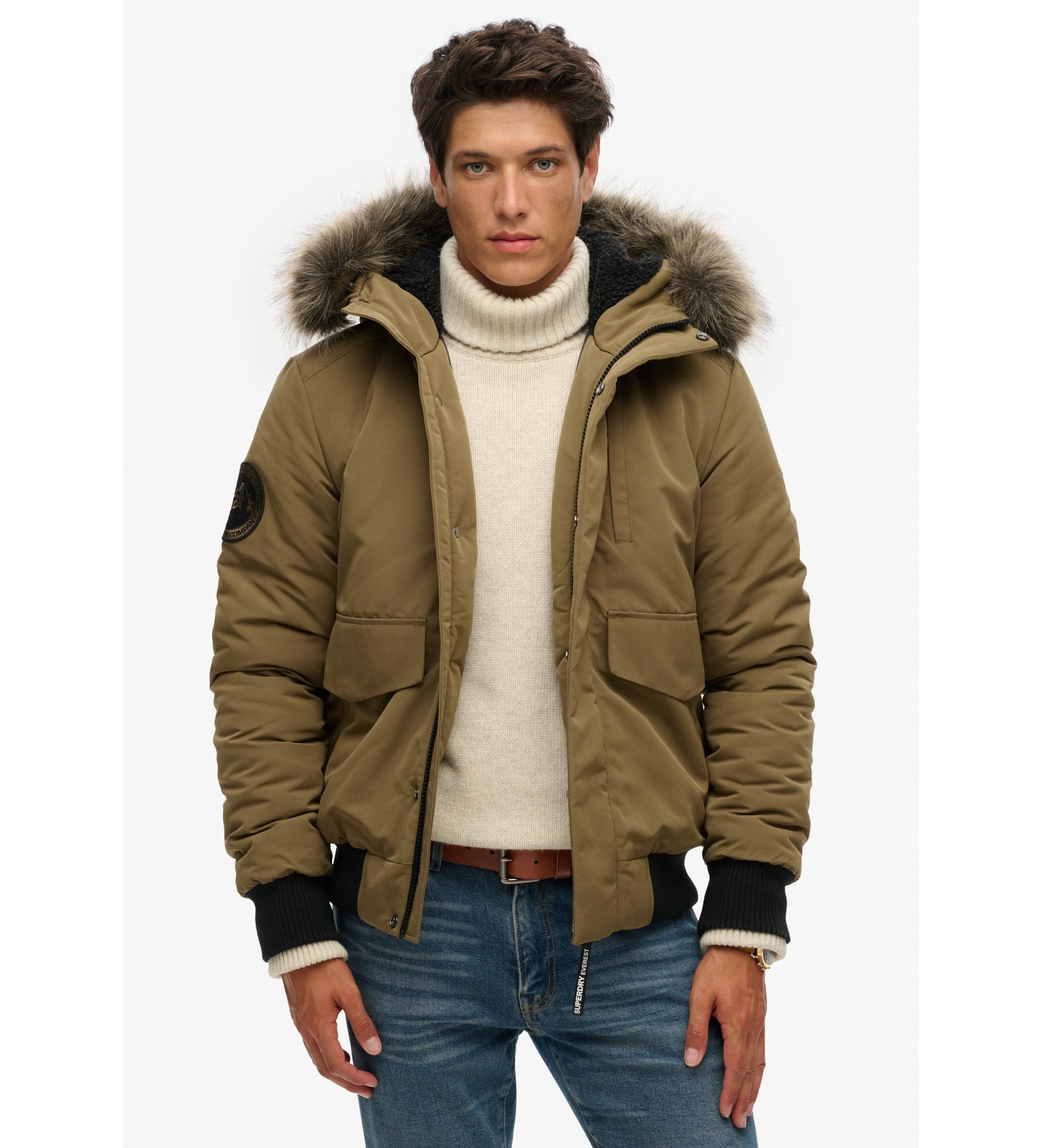 Superdry für Herren. M5011742A Everest grün gesteppte Bomberjacke mit Kapuze (M), Lässig, Polyester