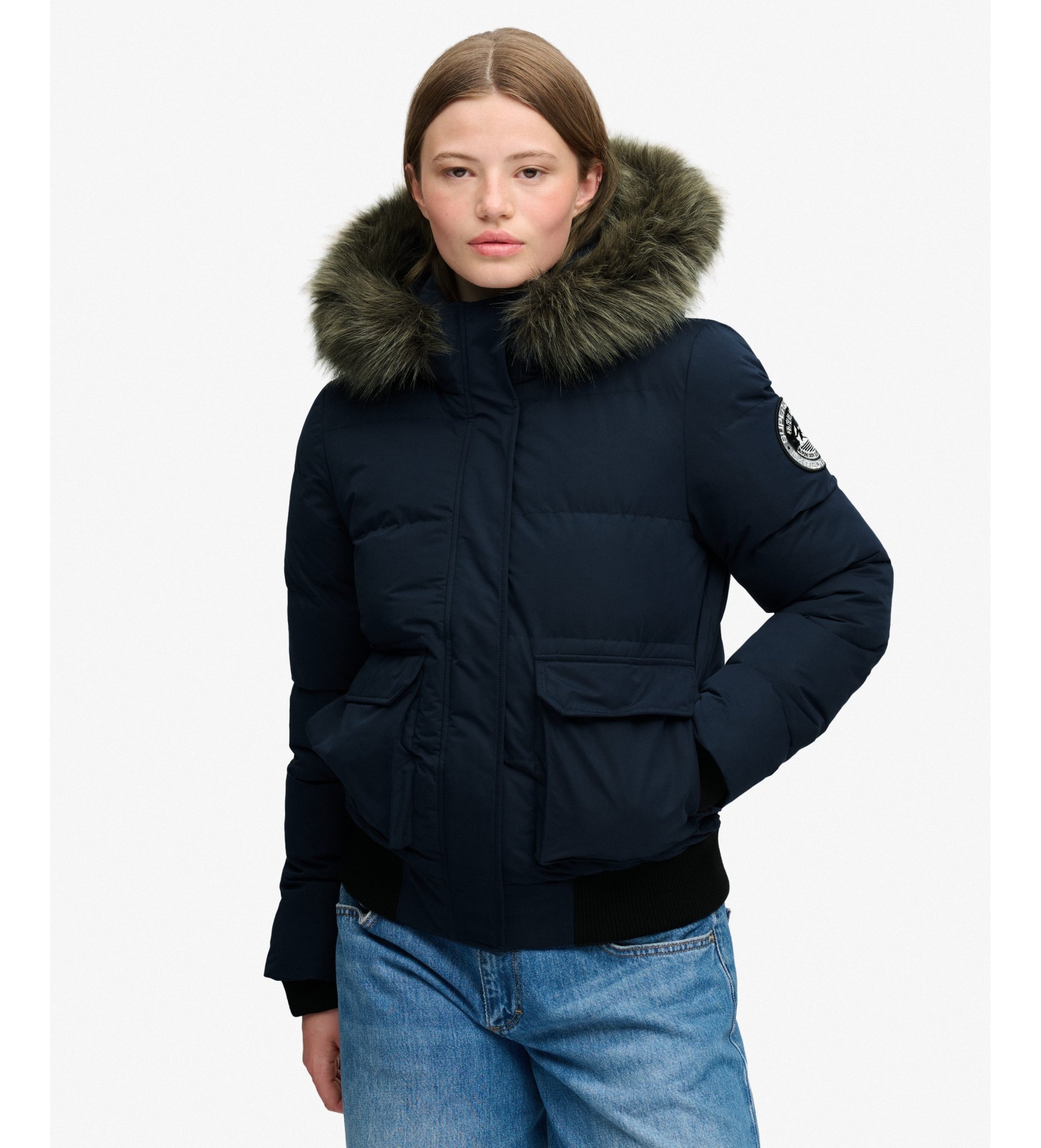 Superdry für Damen. W5012135A Bomberjacke Everest Ella marineblau (M), Lässig, Polyester