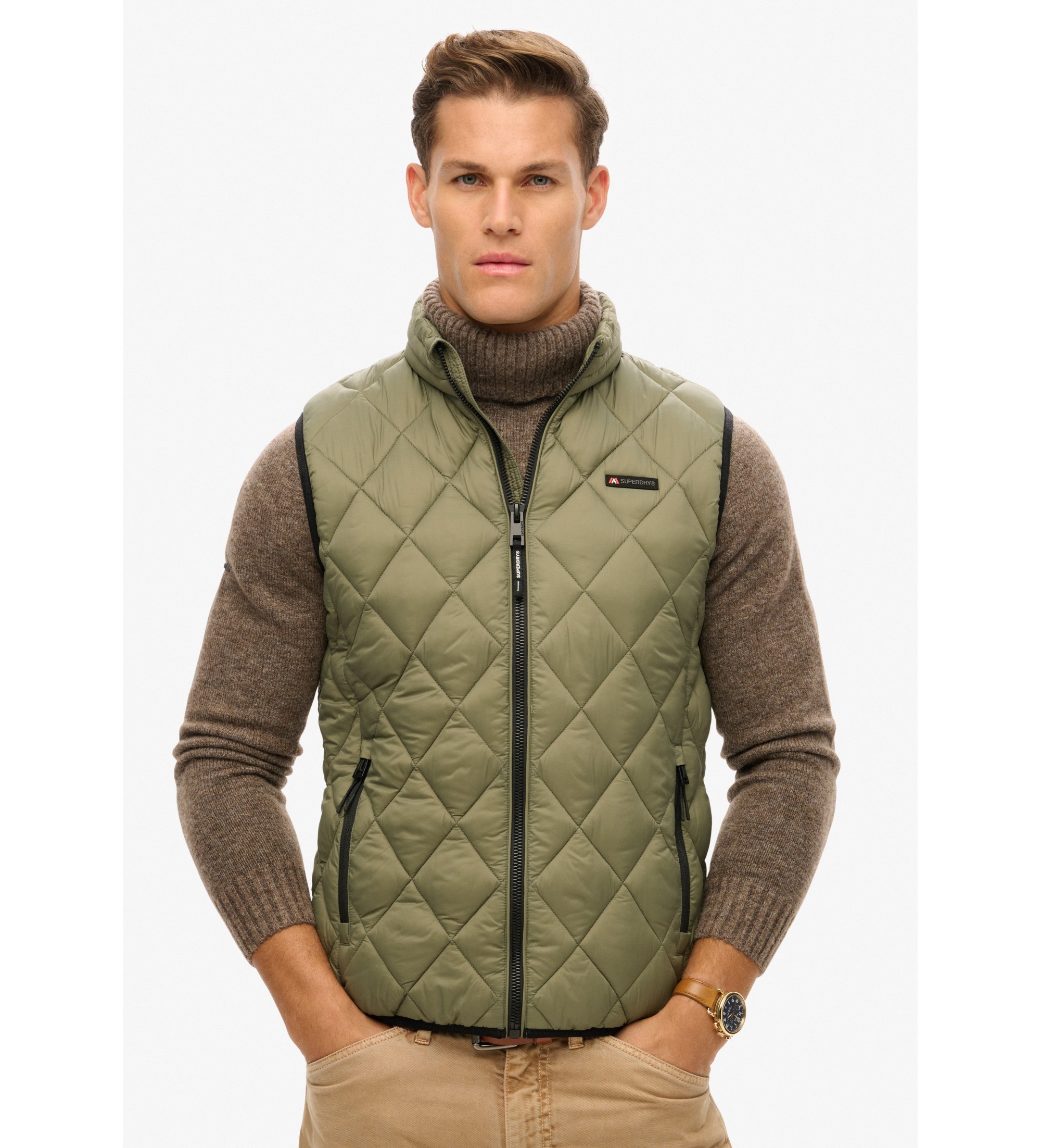 Superdry Herren Fuji Lite Weste mit Diamantsteppung Grün - Größe: XL