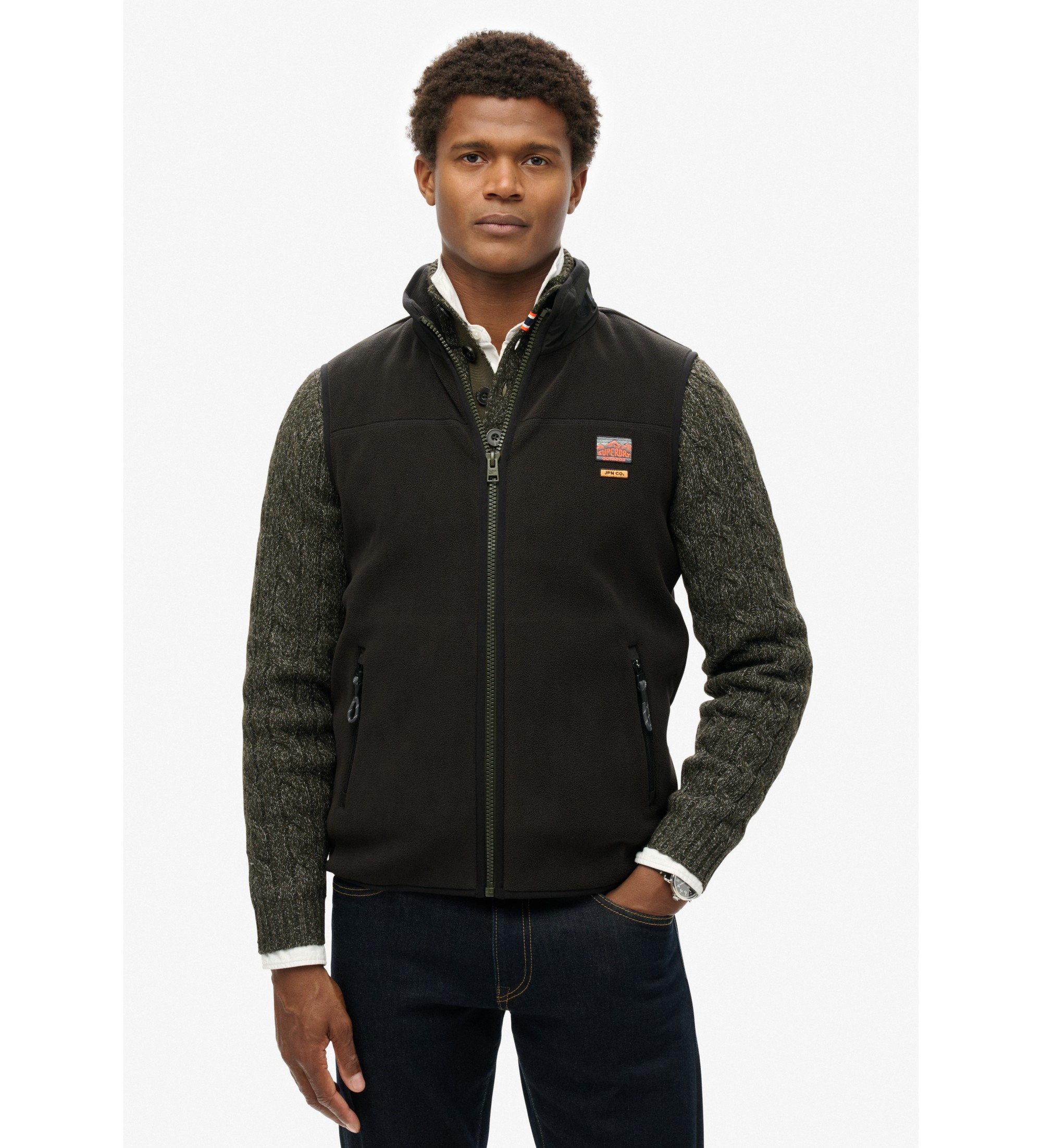 Superdry für Herren. M5012158A Fleecegefütterte Weste Active schwarz (M), Lässig, Recyceltes Polyester, Nachhaltig