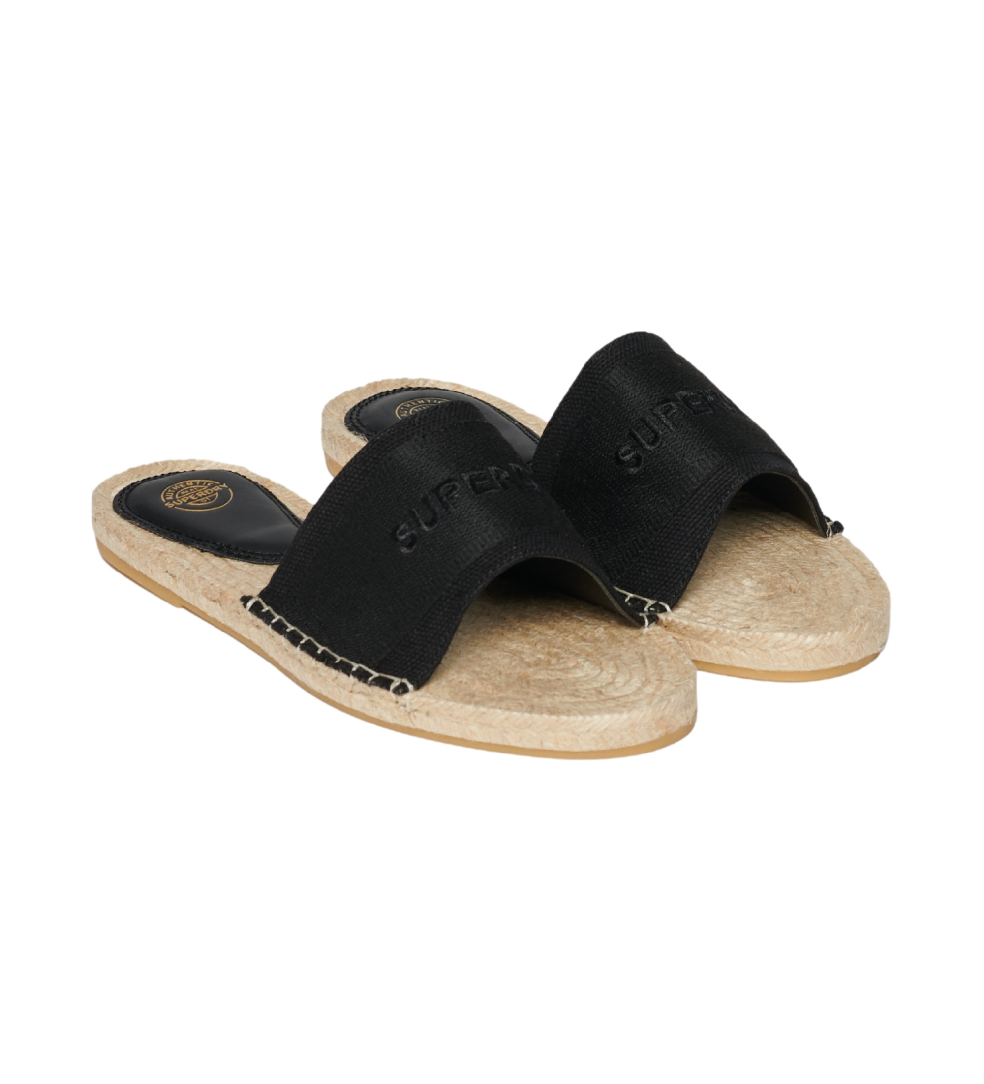 Superdry für Damen. WF310223A Schwarze Espadrilles aus Segeltuch (38), Stoff, Wohnung, Keine, Lässig