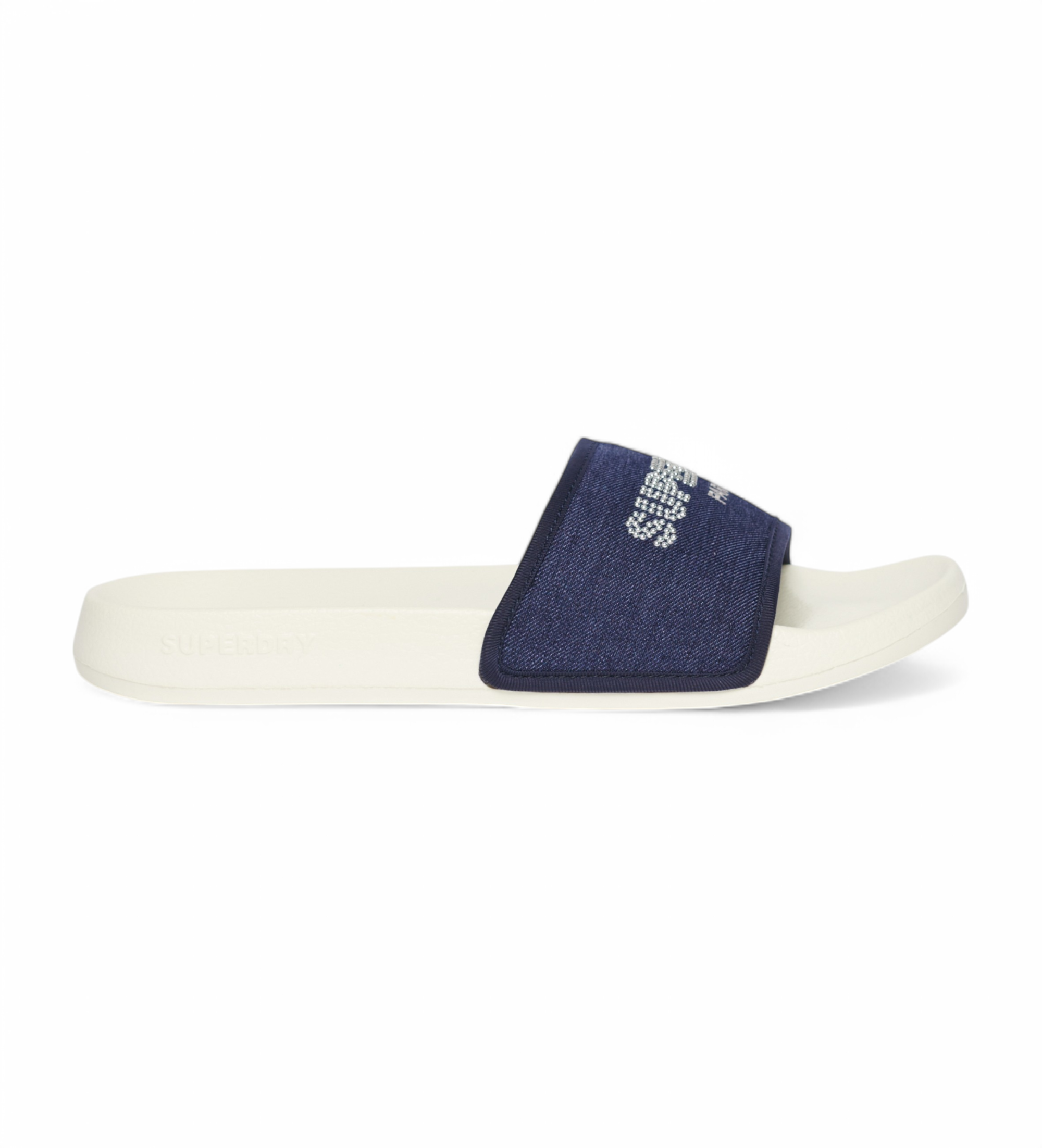 Superdry für Damen. WF310238A Strass-Flip-Flops Luxe weiß, marineblau (40/41), Wohnung, Keine, Lässig, Strandbekleidung